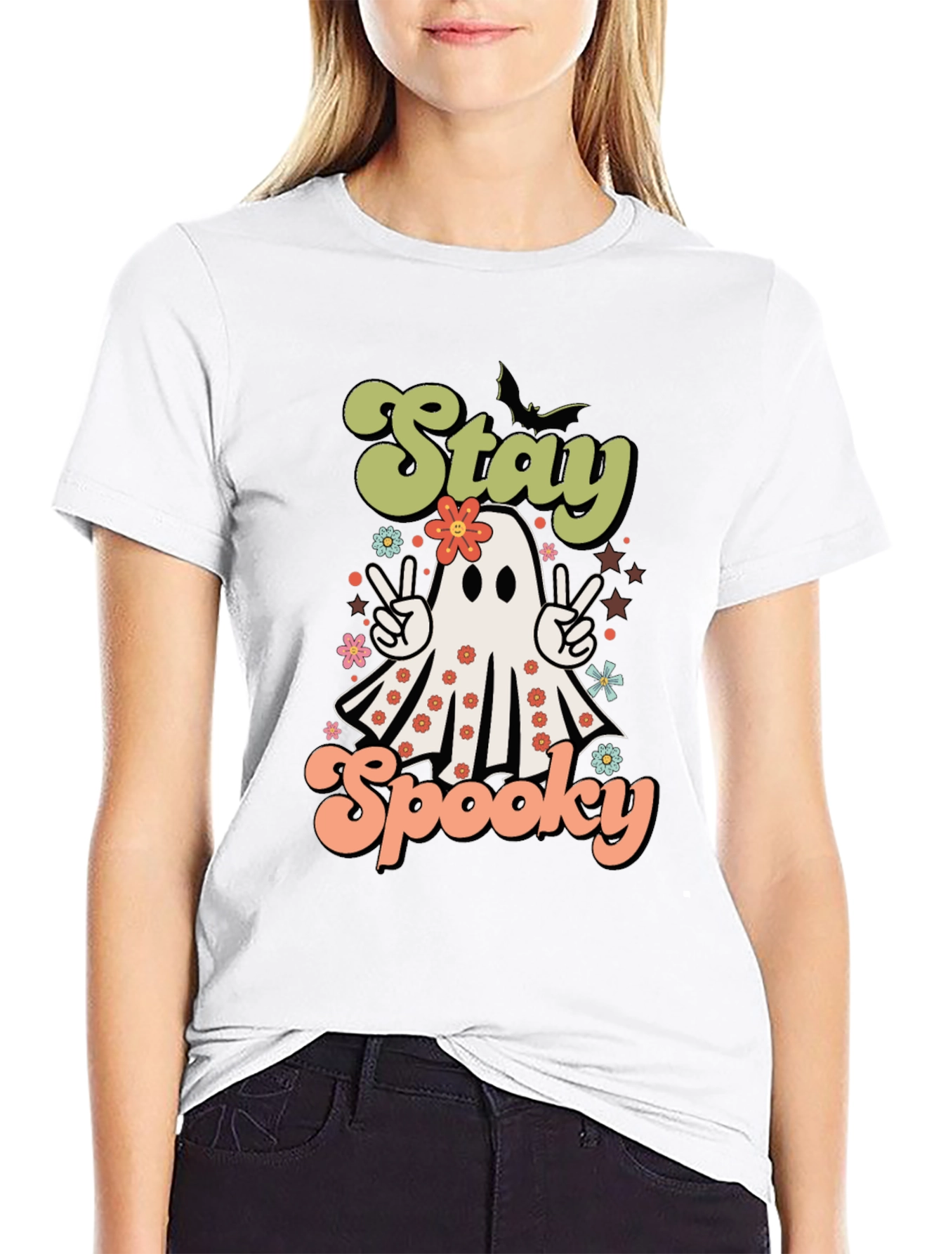 Stay Spooky Halloween T-Shirt Ghost Design