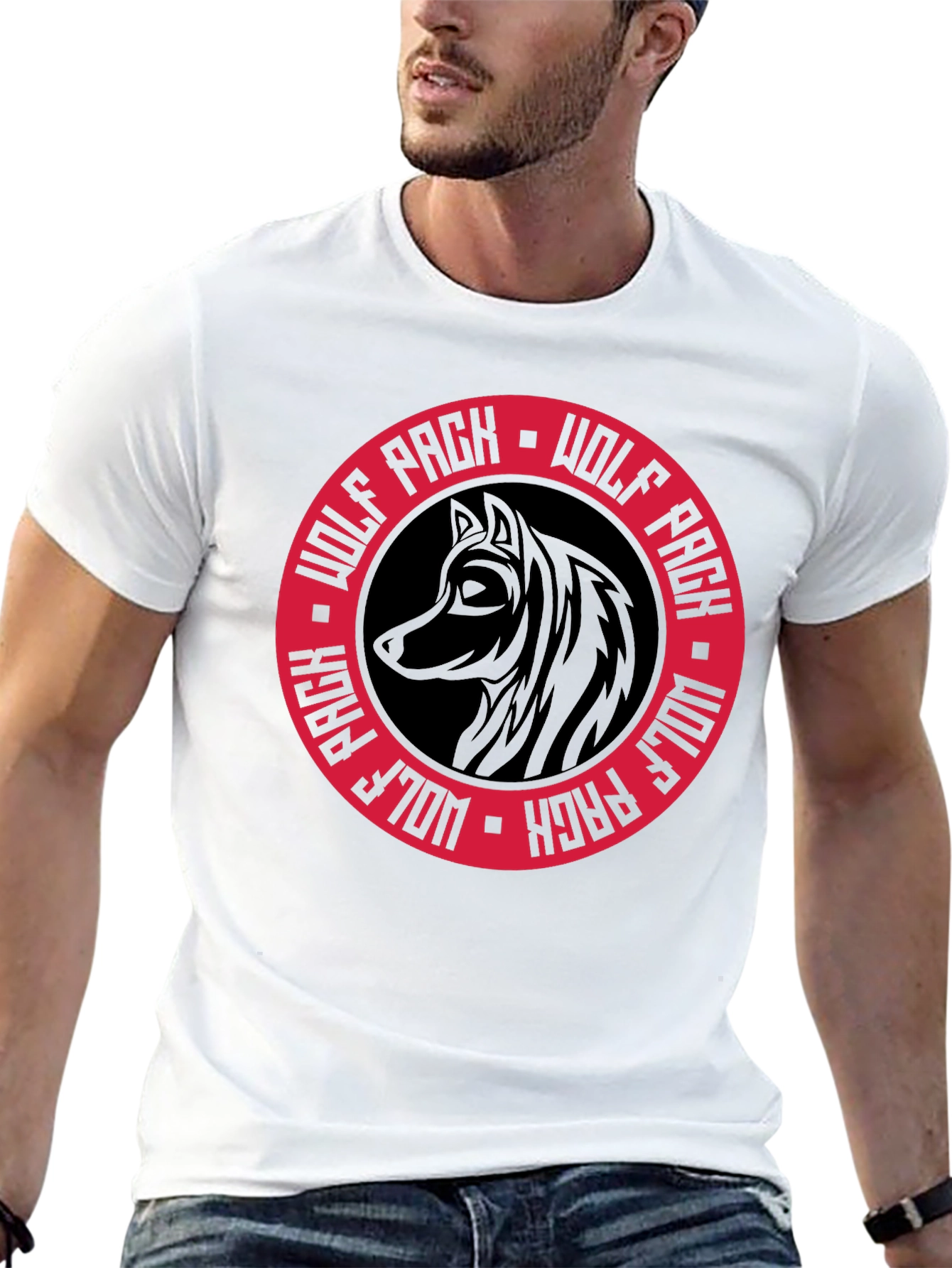 Wolf Pack Black Graphic Tee - Stylish Crew Neck