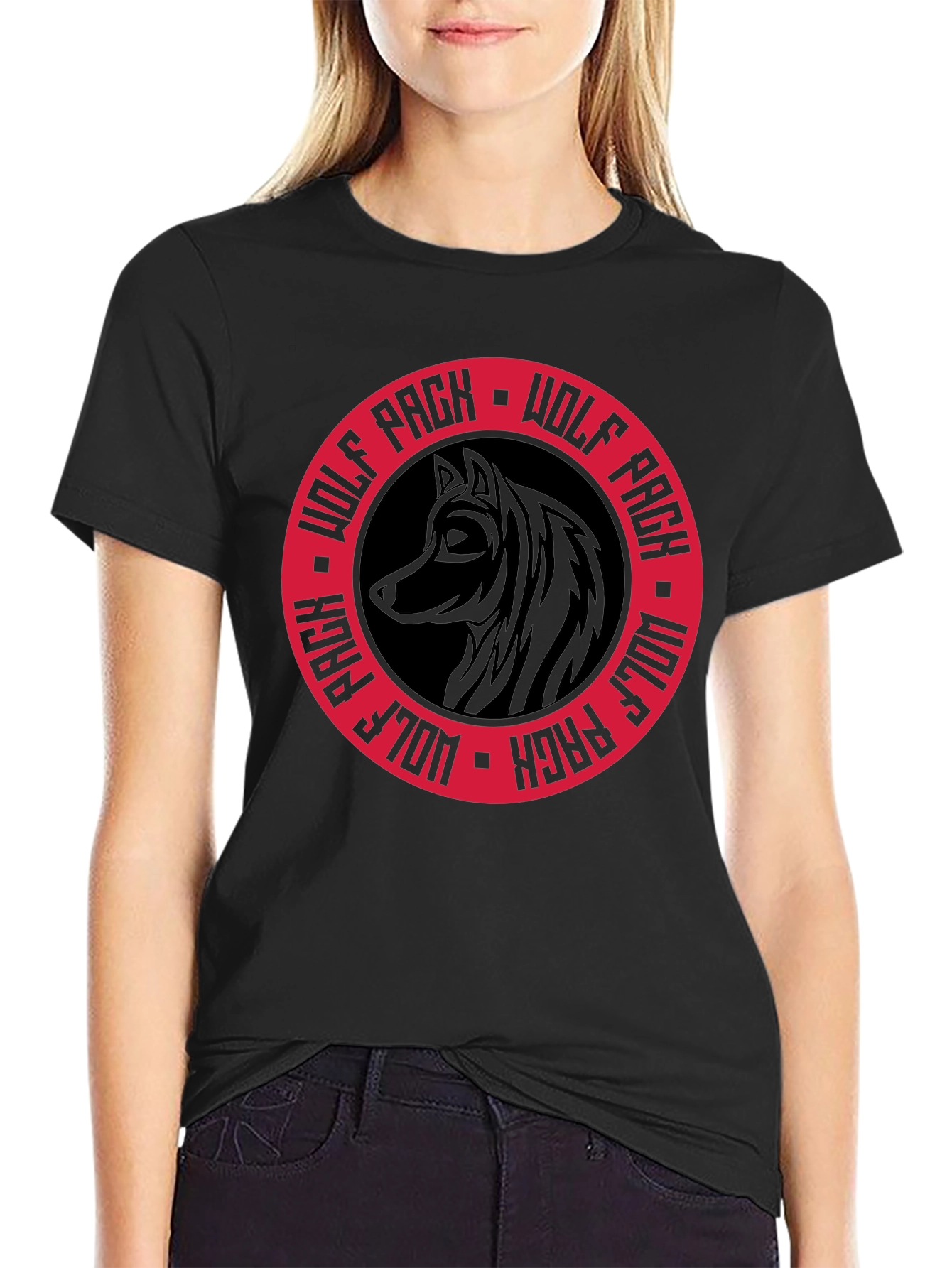 Wolf Pack Black Graphic Tee - Stylish Crew Neck