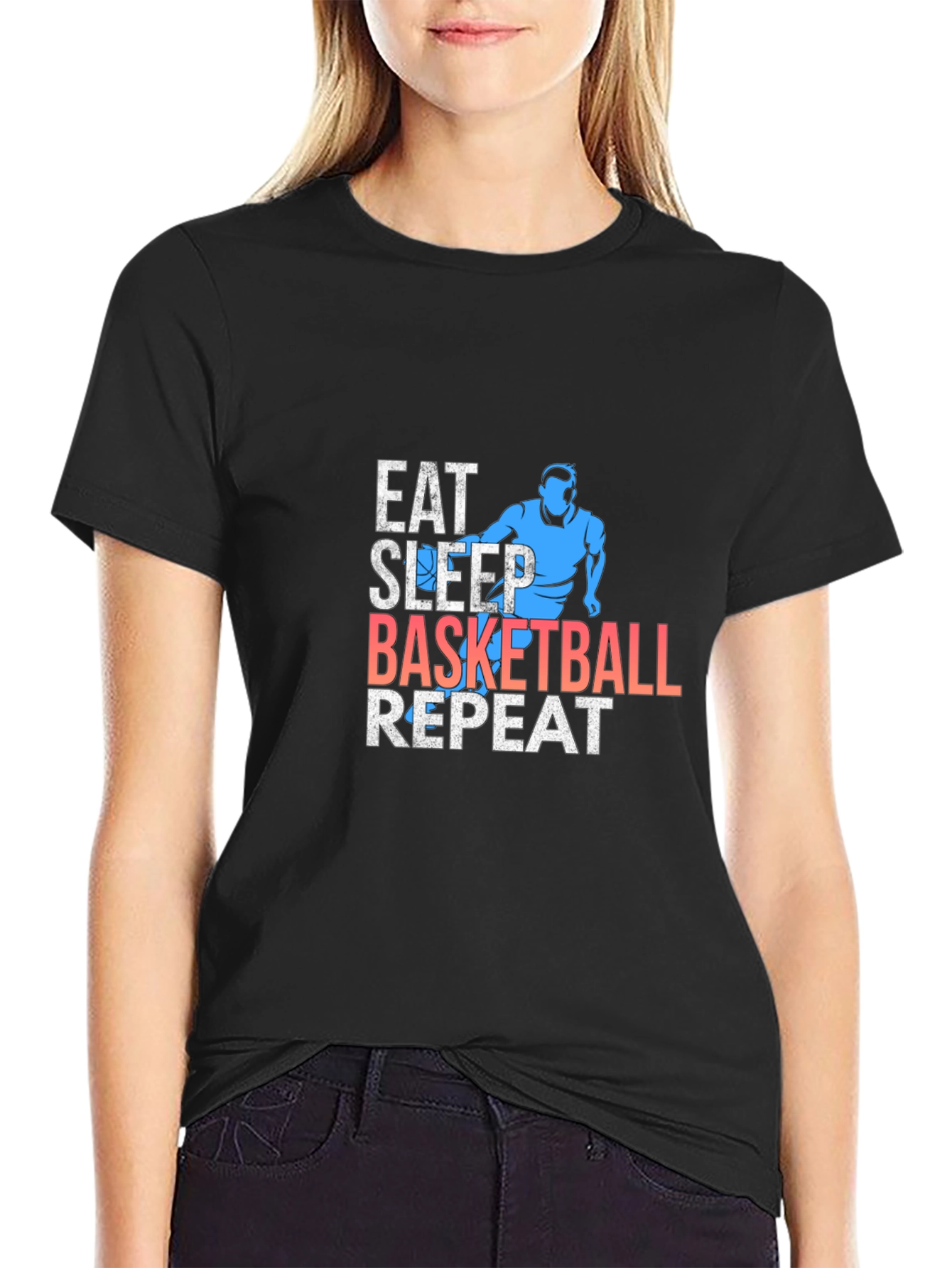 Eat Sleep Basketball Repeat Graphic Tee