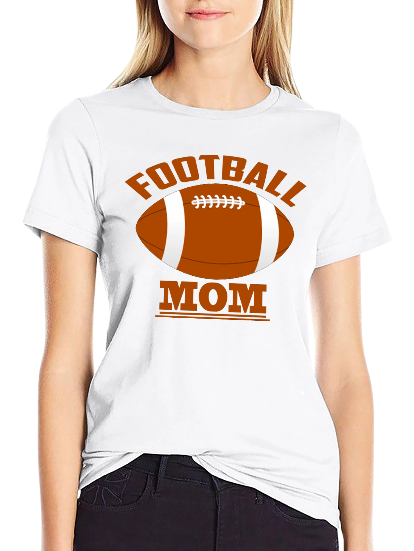 Football Mom Black T-Shirt