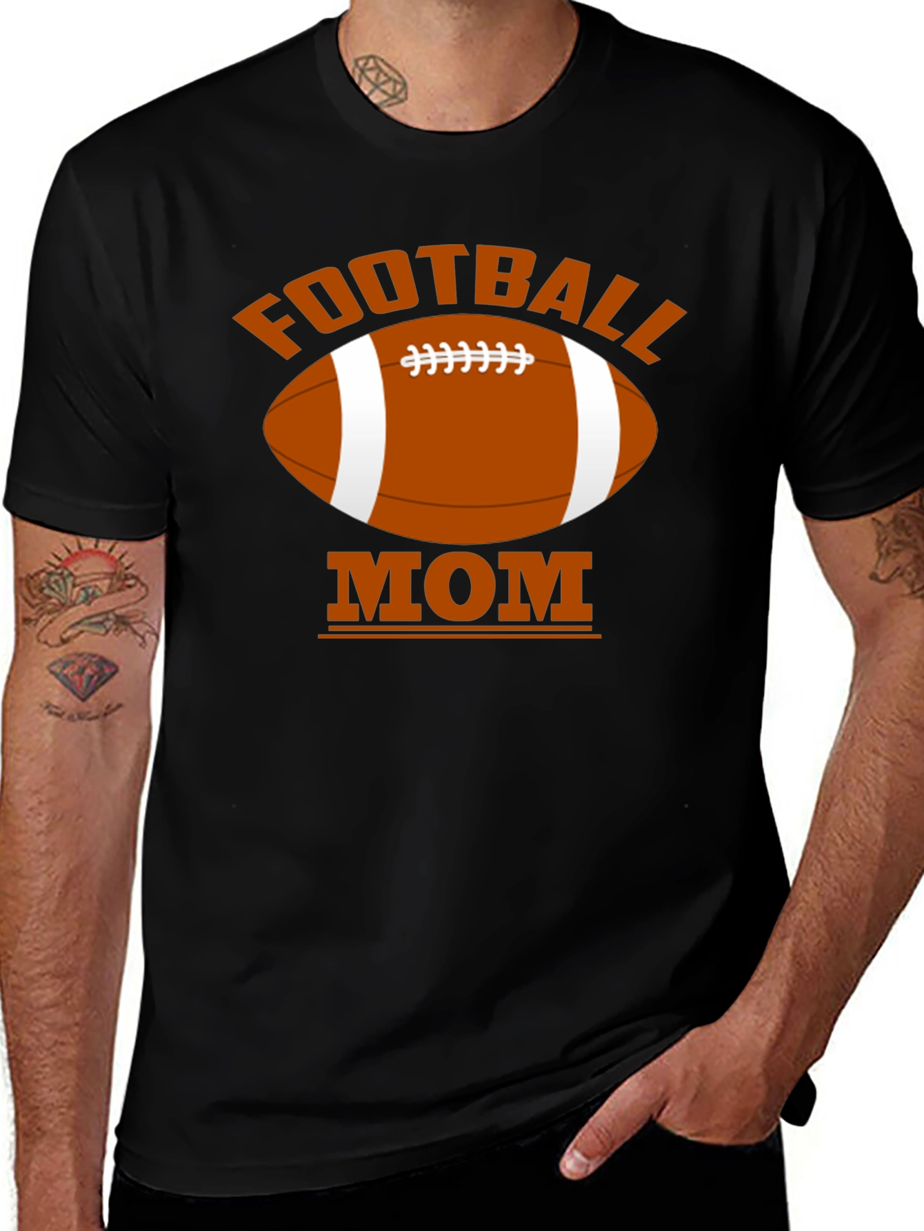 Football Mom Black T-Shirt