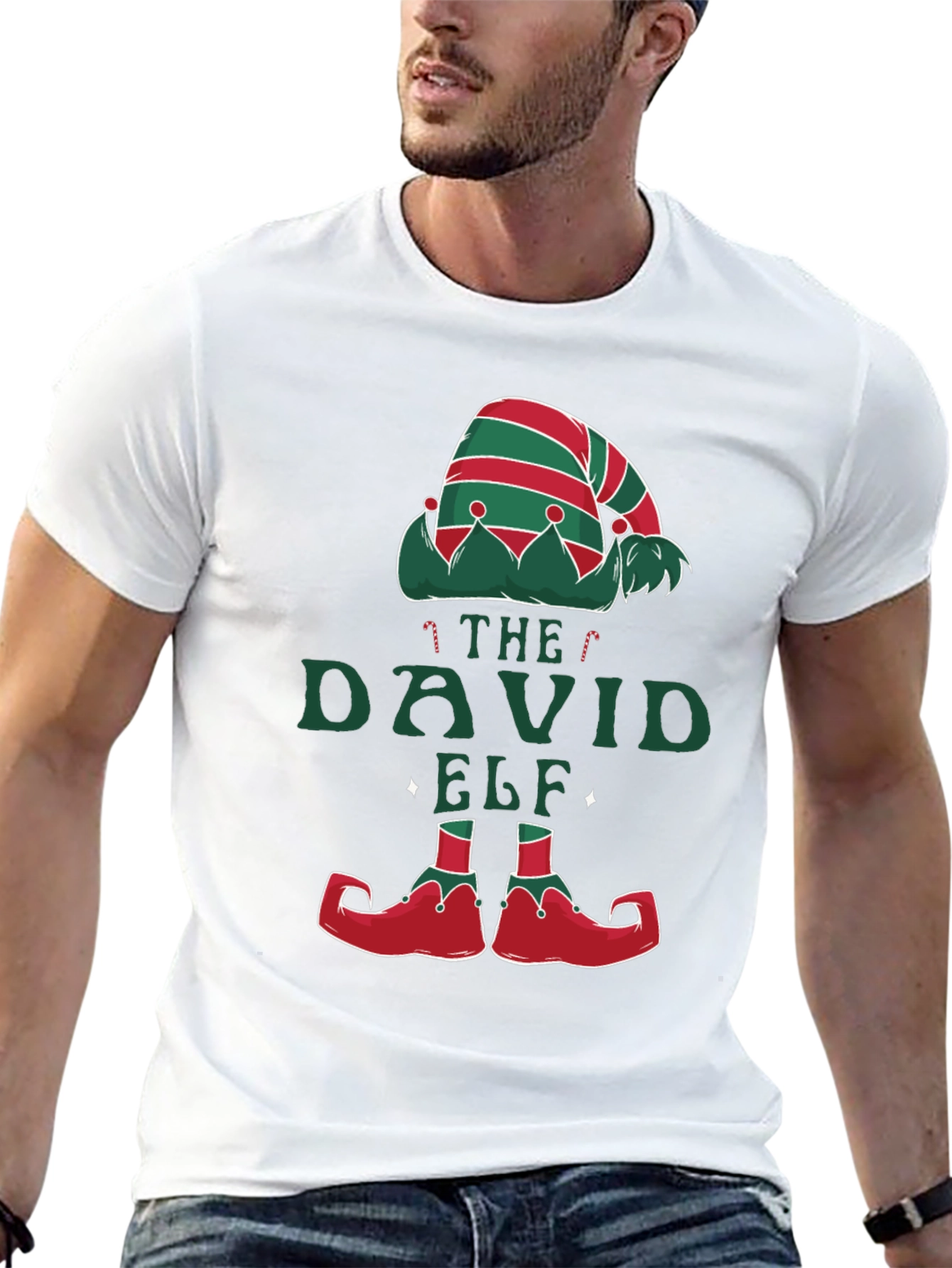 David Elf Christmas T-Shirt - Festive Holiday Apparel