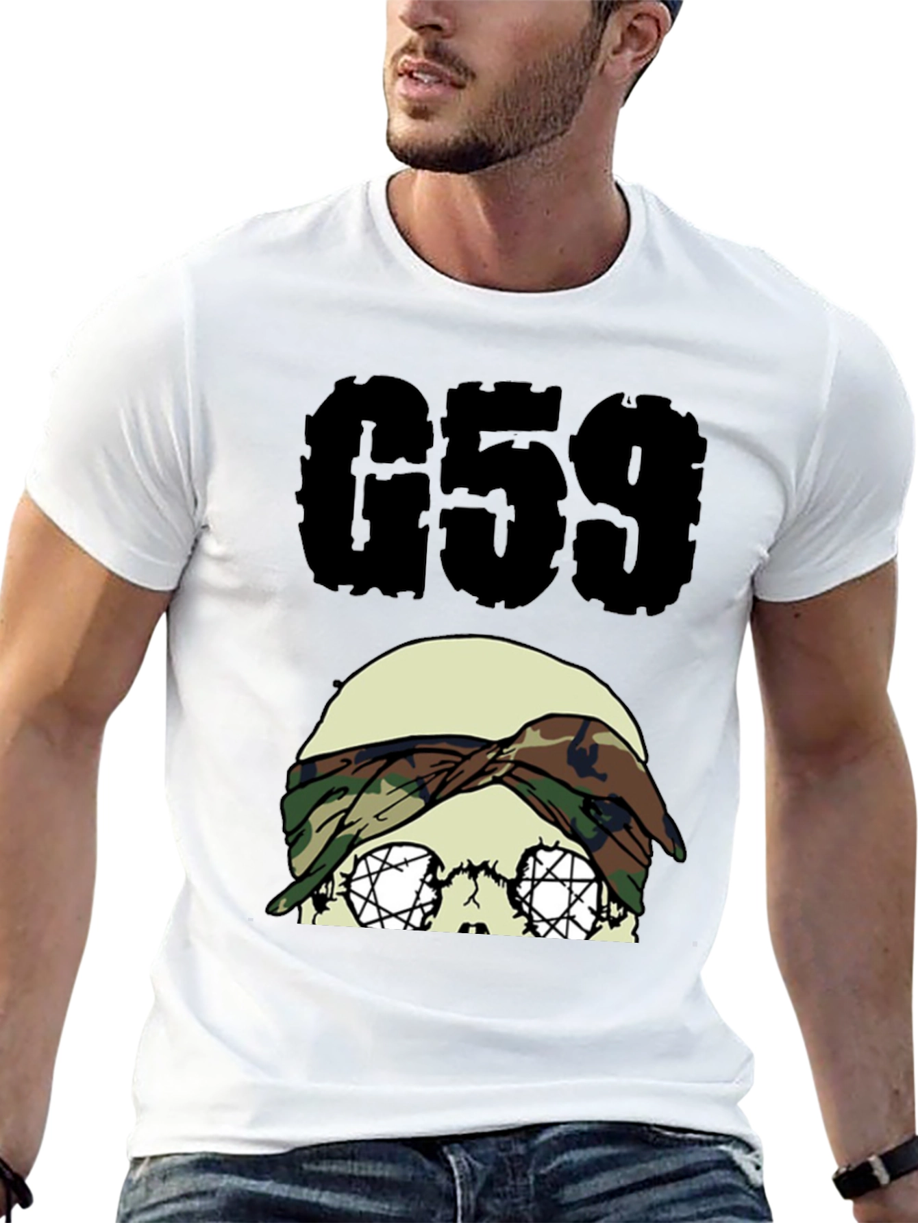 G59 Skull Camo Bandana Graphic Tee