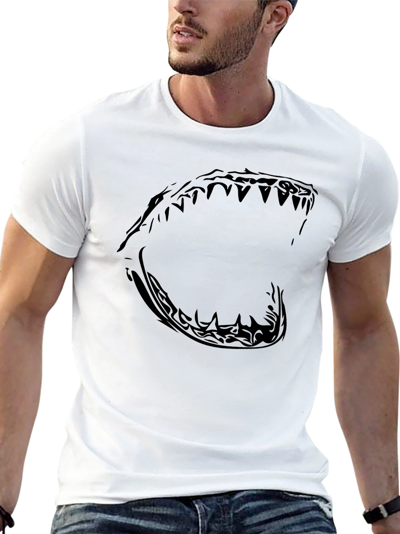 Mens Black Shark Jaw Graphic Tee