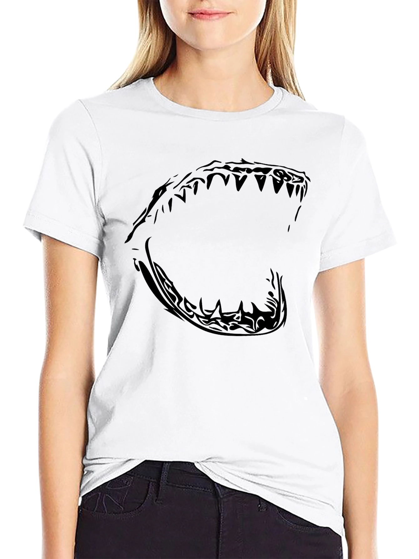 Mens Black Shark Jaw Graphic Tee