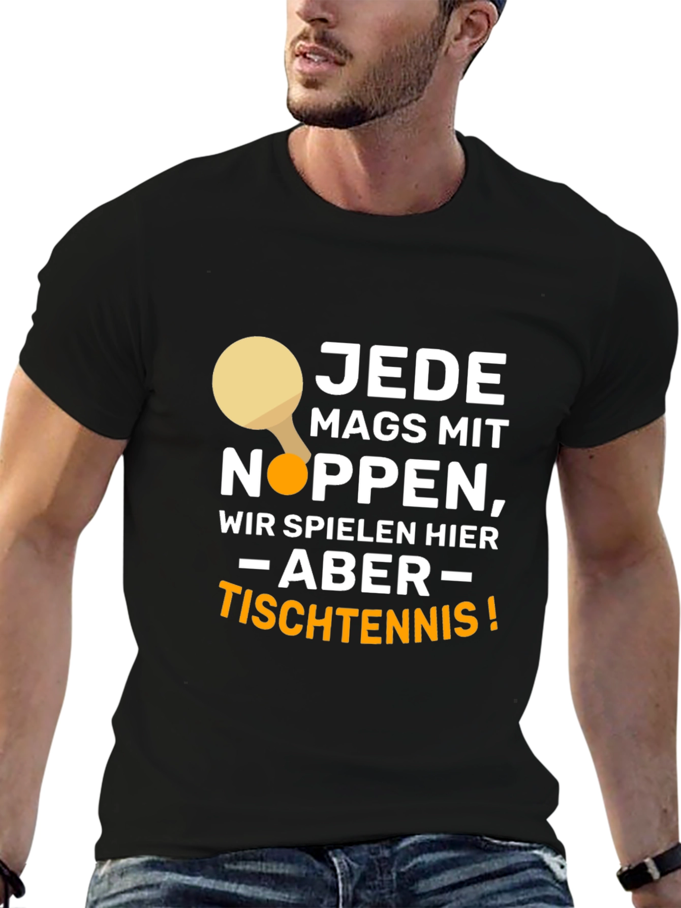 Funny Table Tennis Player Black T-Shirt