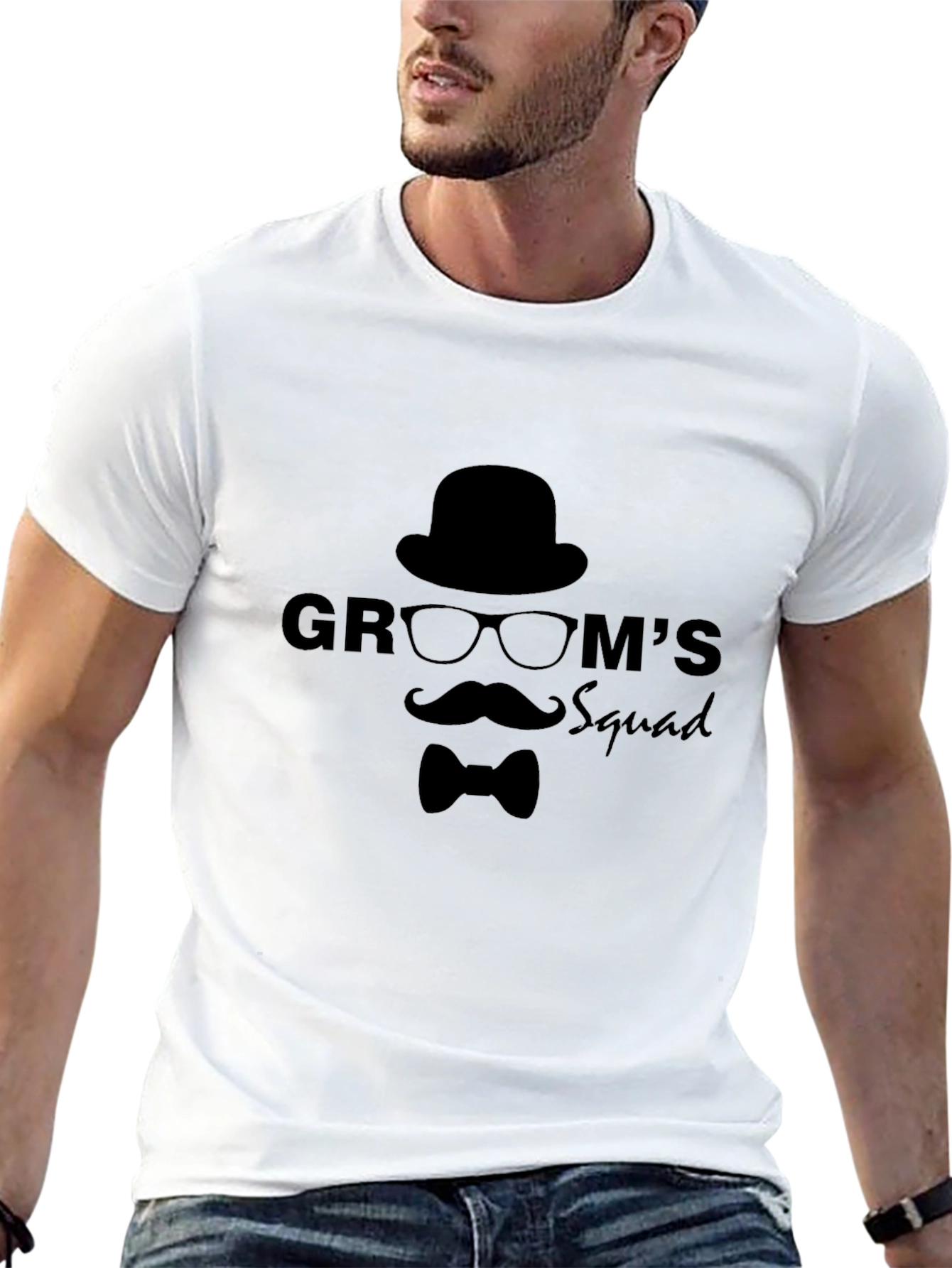 Grooms Squad Graphic Black T-Shirt