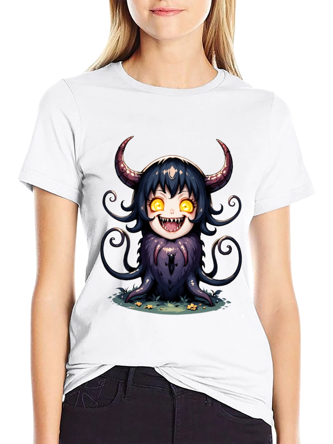 Anime Devil Girl Graphic Tee - Unique Design