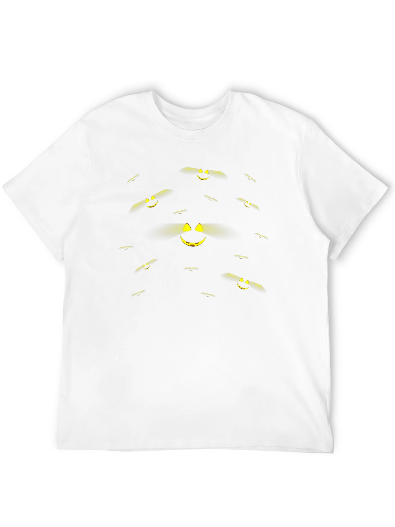 Spooky Pumpkin Face Pattern Black Halloween T-Shirt