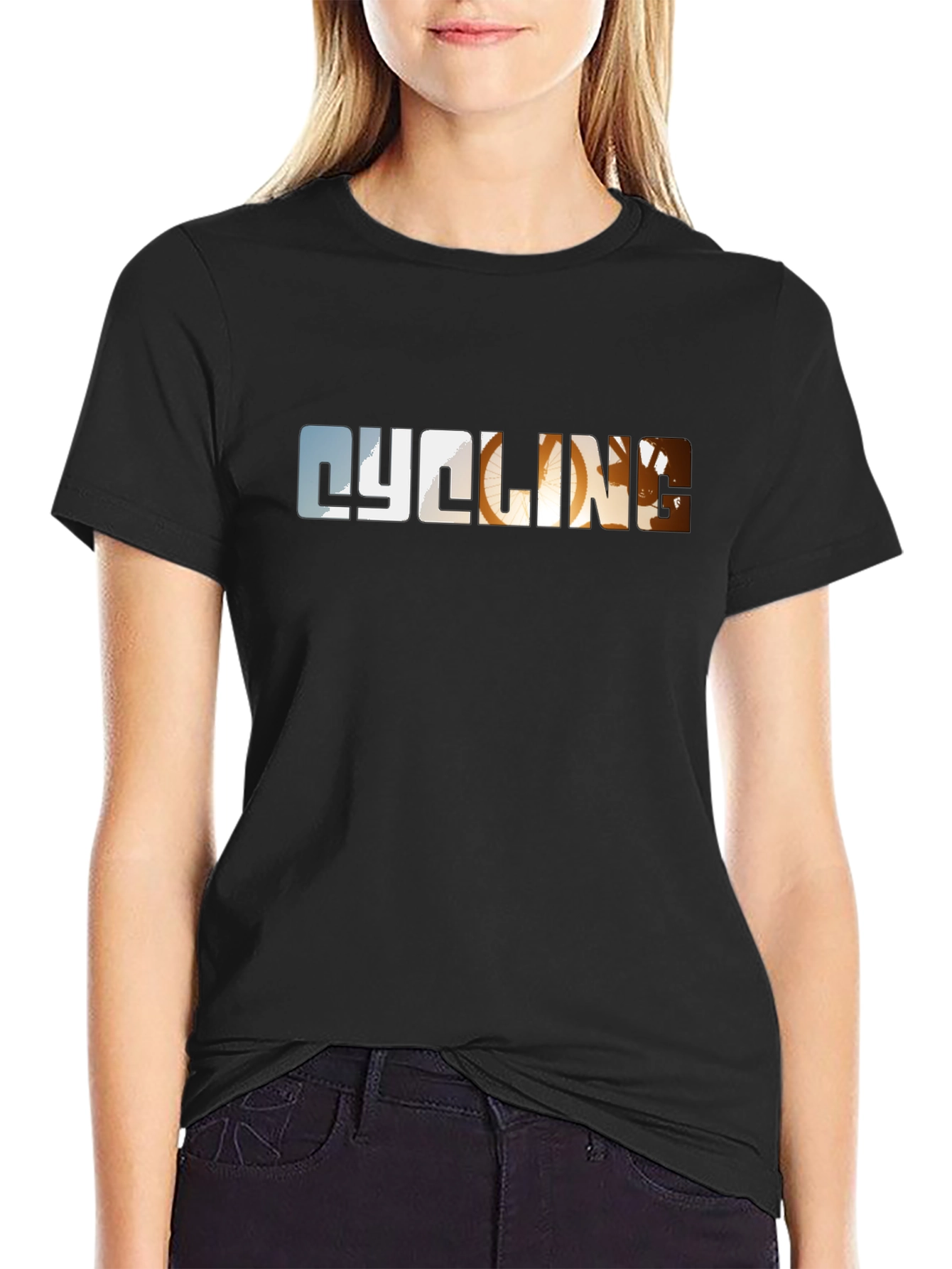 Cycling Graphic Print Black T-Shirt