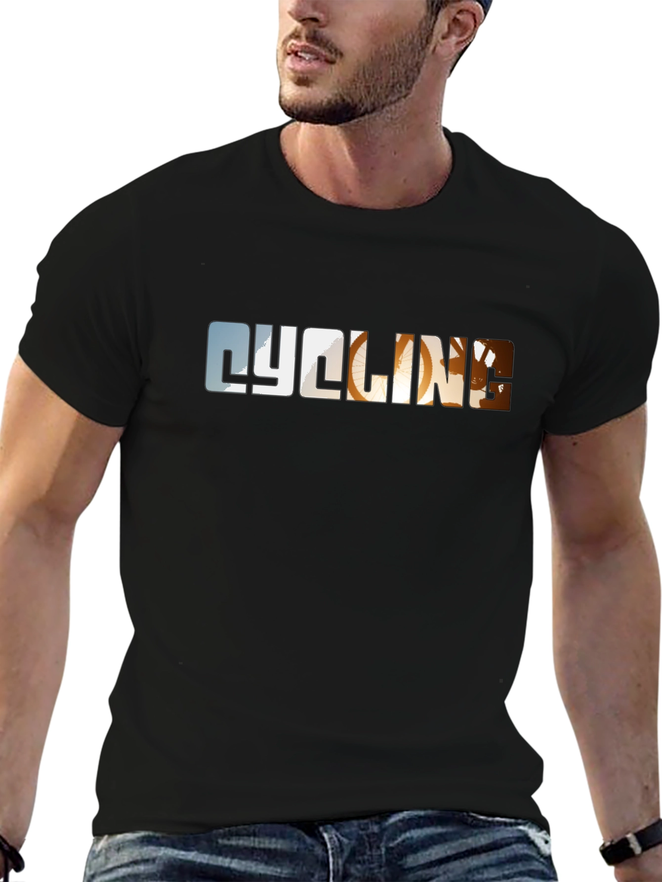 Cycling Graphic Print Black T-Shirt