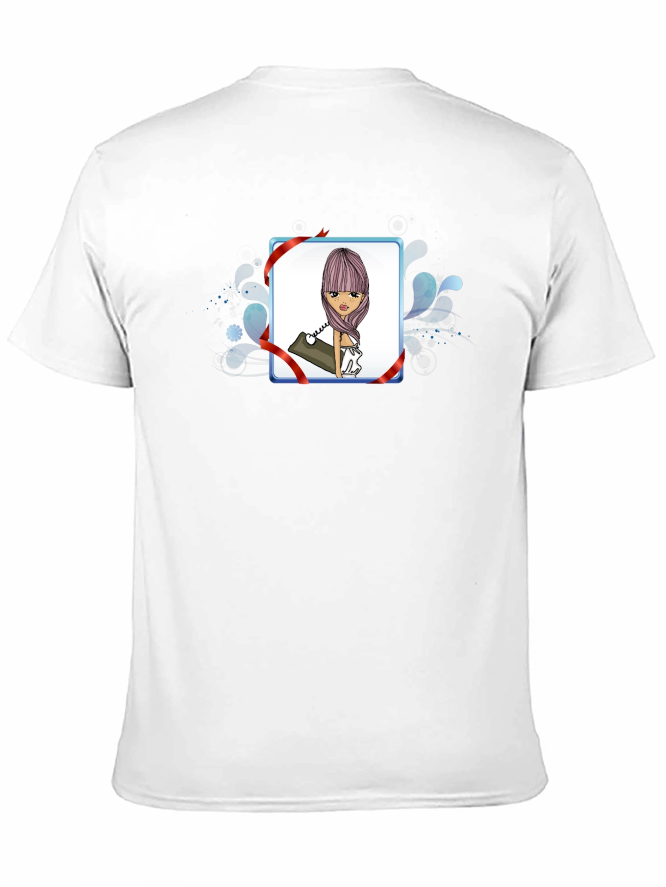 Cartoon Girl Phone Black T-Shirt