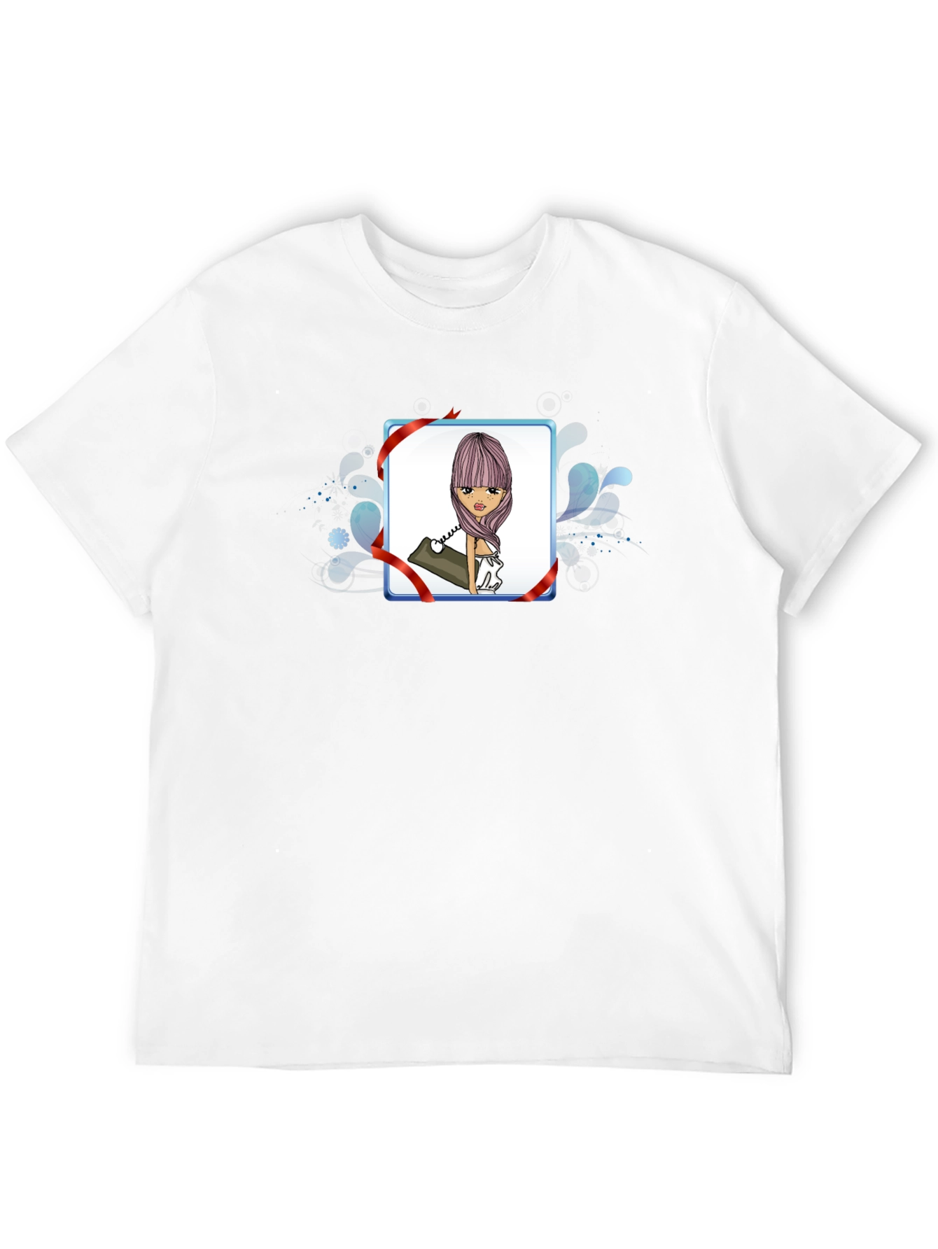 Cartoon Girl Phone Black T-Shirt