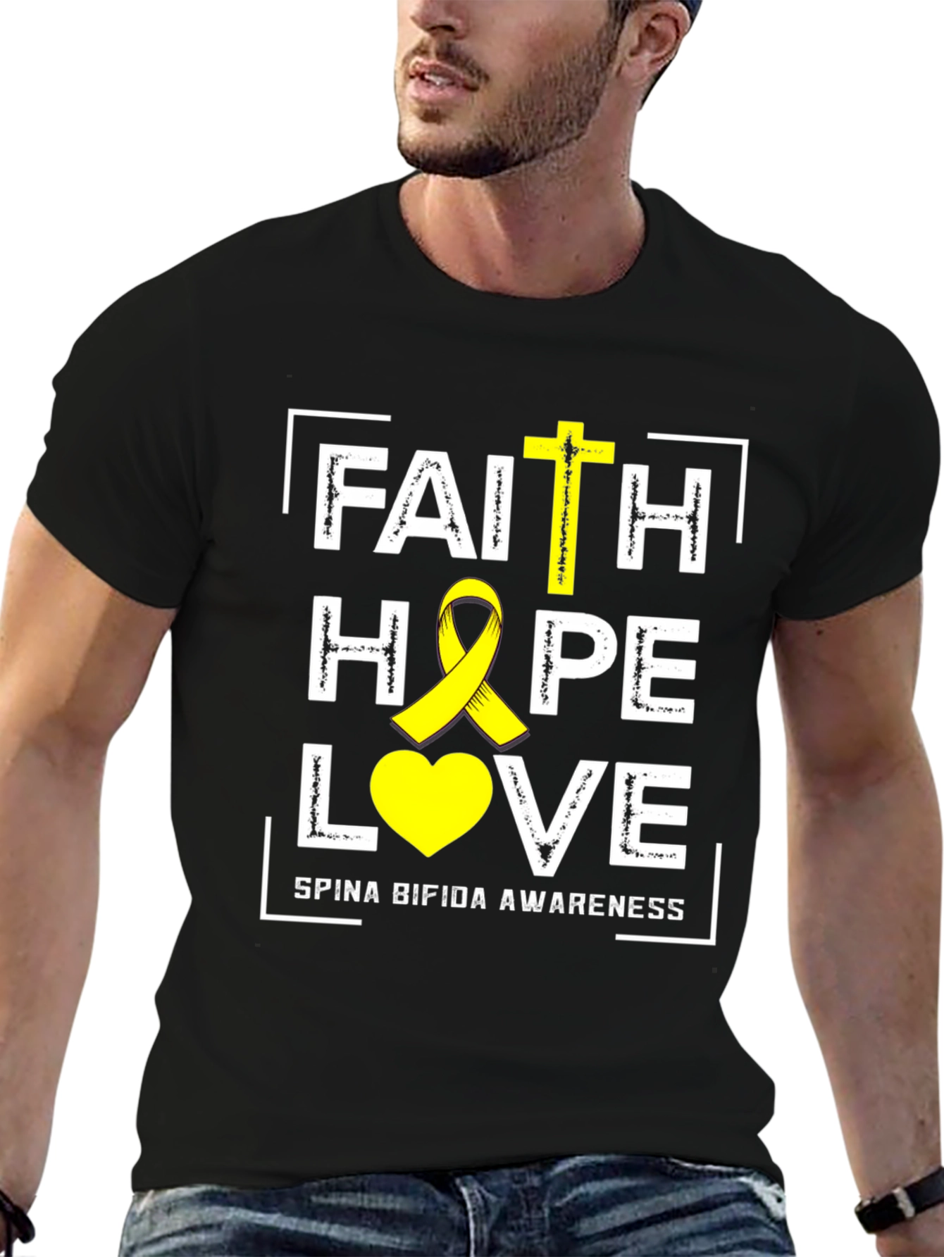 Faith Hope Love Spina Bifida Awareness Graphic Tee