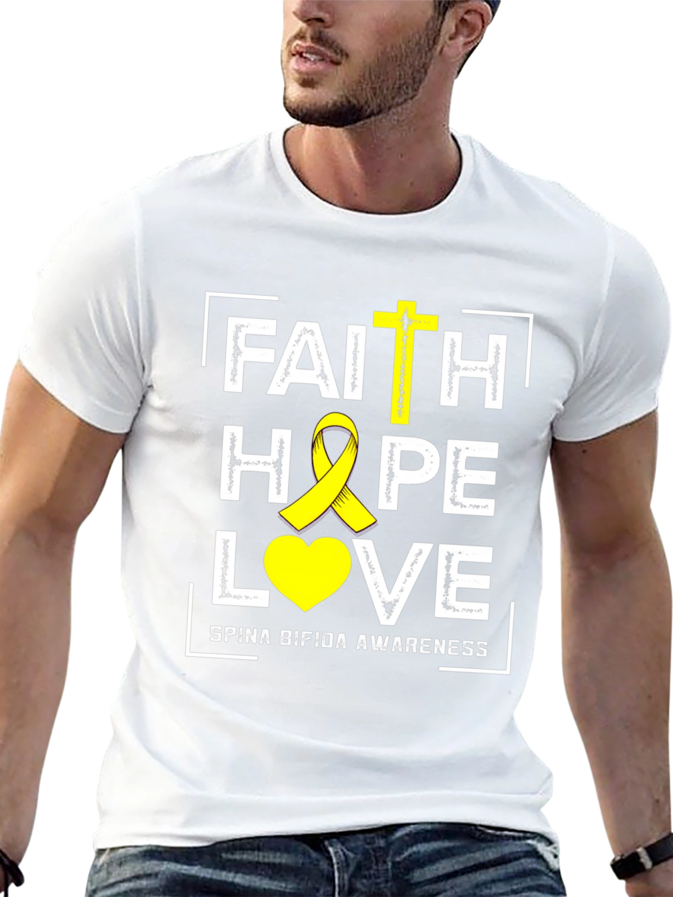 Faith Hope Love Spina Bifida Awareness Graphic Tee