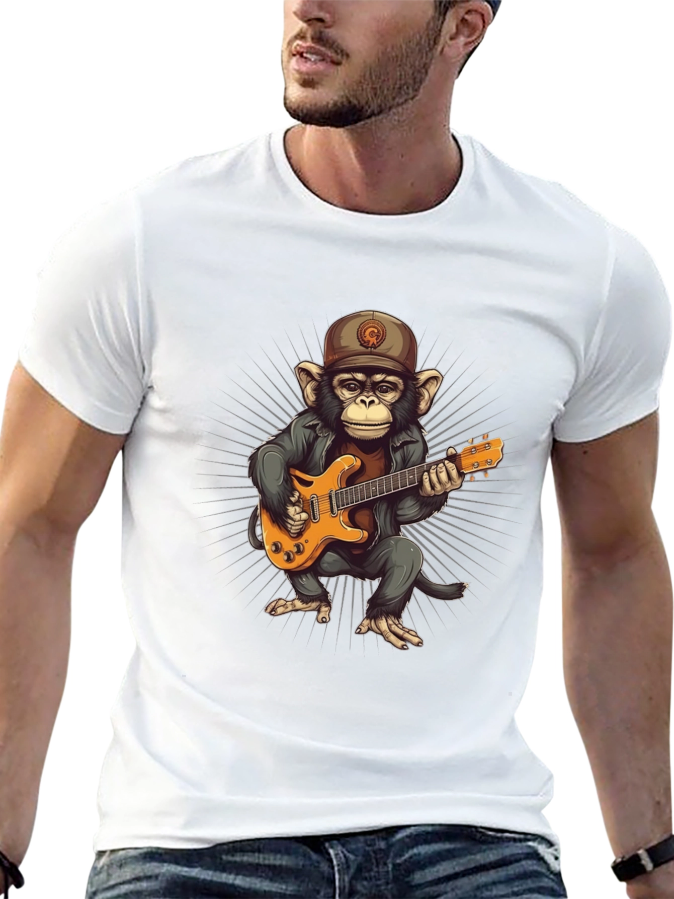 Monkey Guitarist Graphic T-Shirt