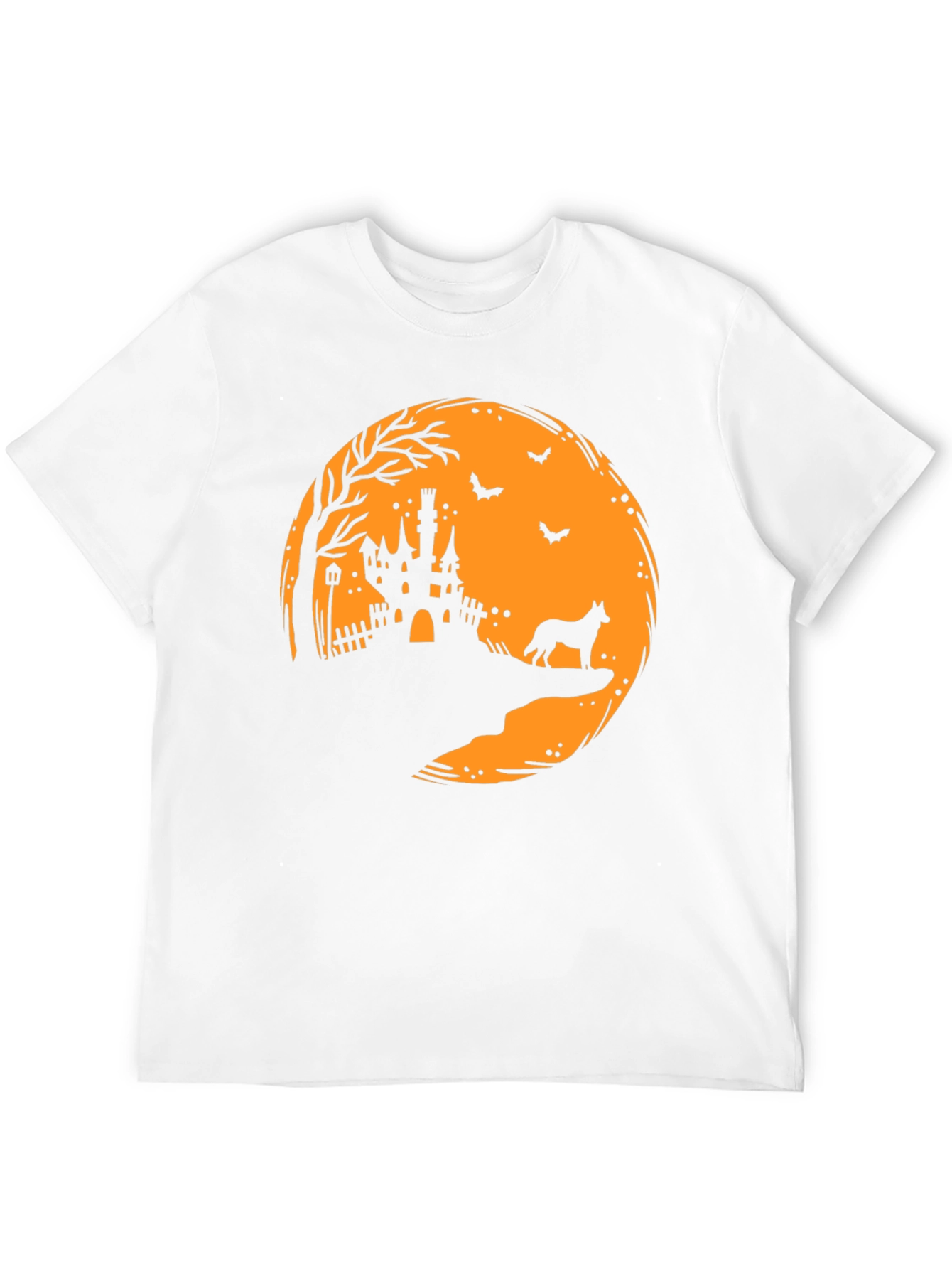 Halloween Moon Castle Dog Silhouette T-Shirt