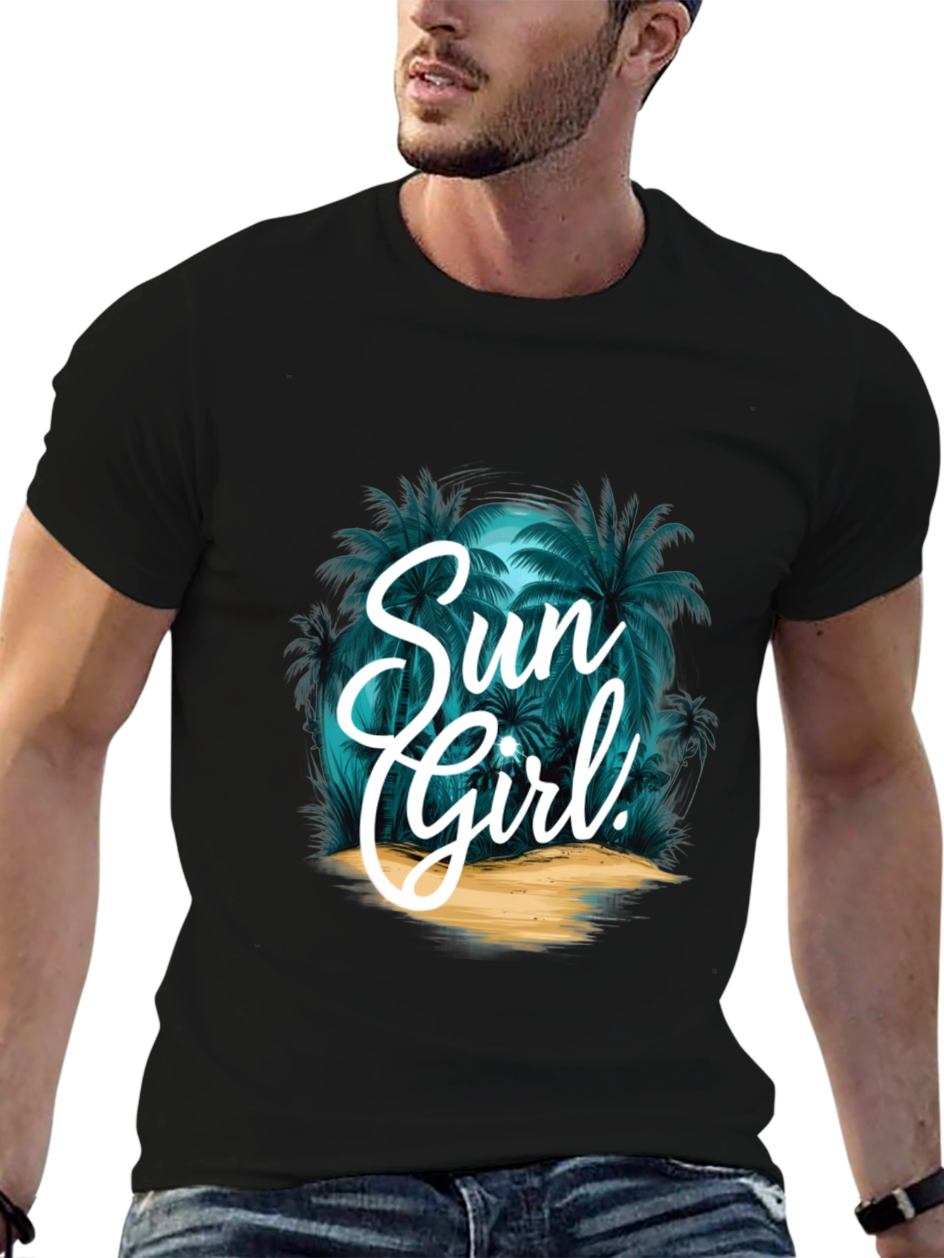Sun Girl Graphic T-Shirt - Tropical Design