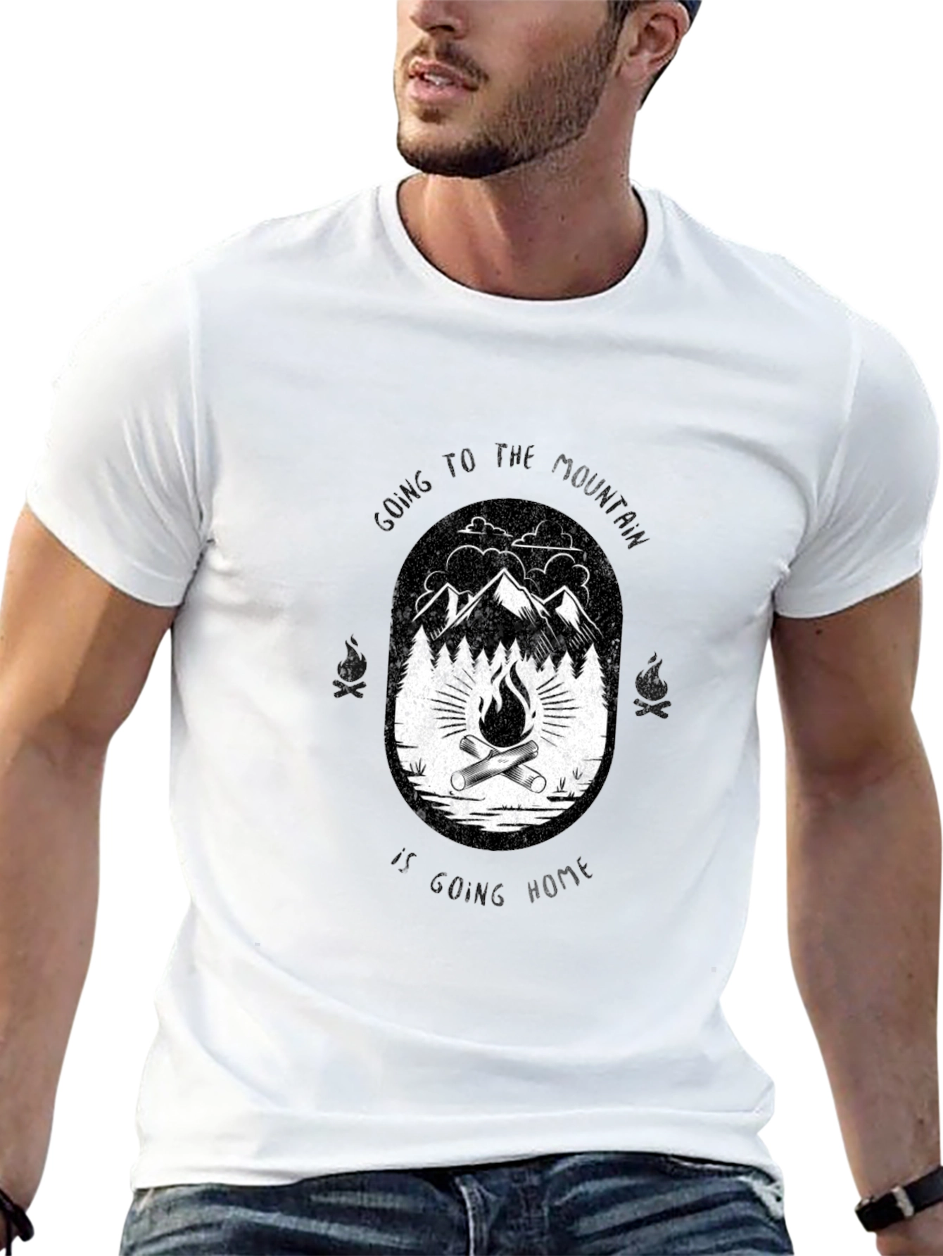 Black Campfire Mountain Graphic T-Shirt