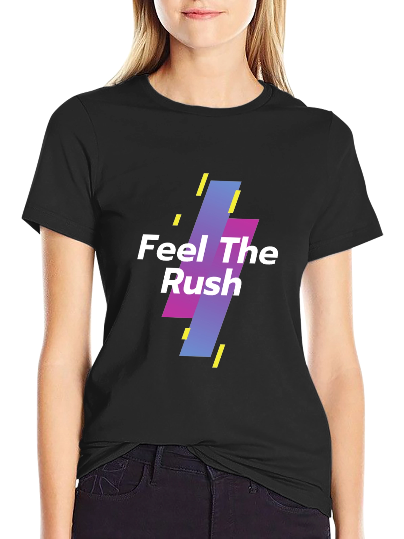 Feel The Rush Graphic Print Black T-Shirt