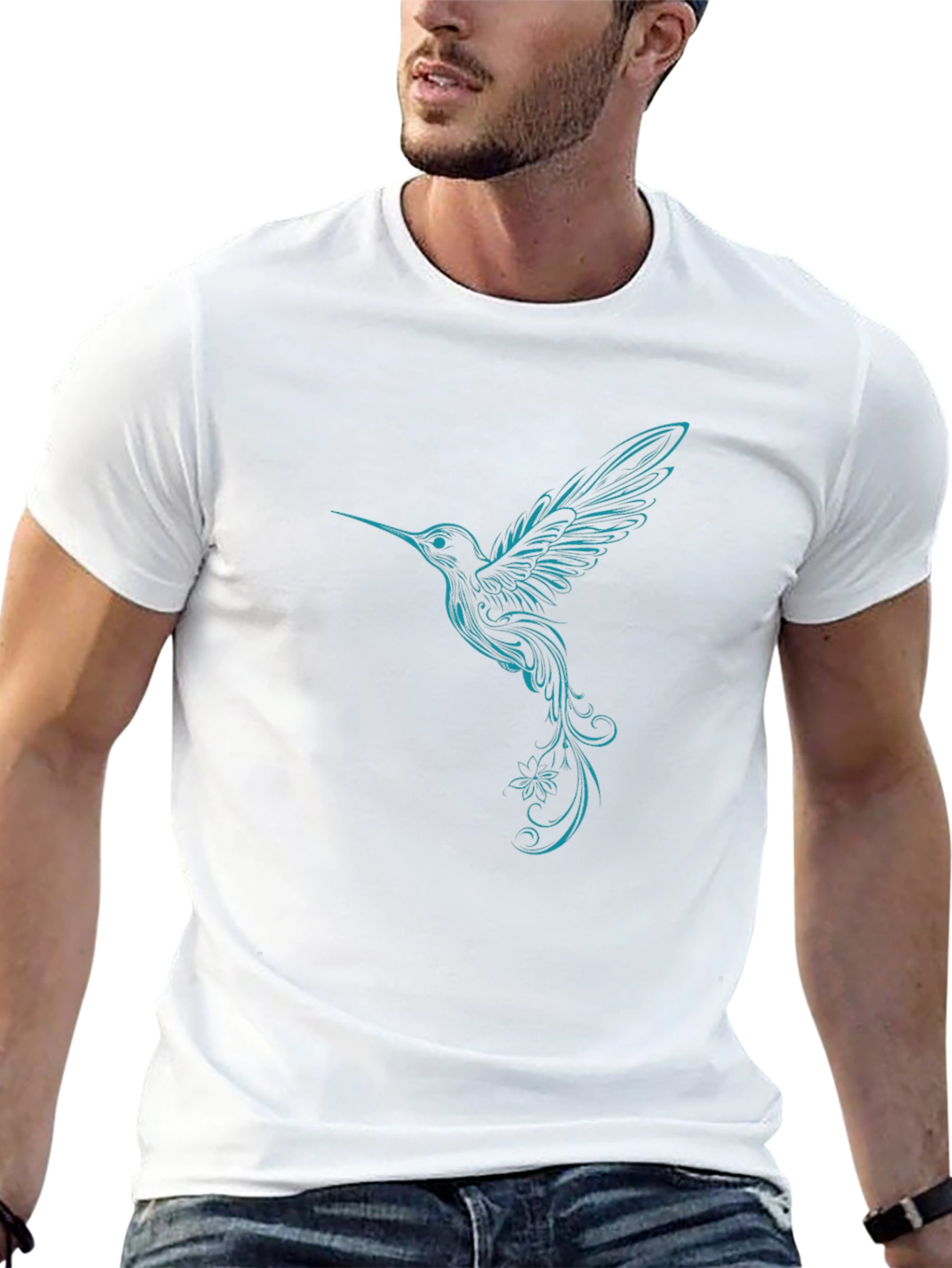 Hummingbird Graphic Tee - Black Cotton Blend