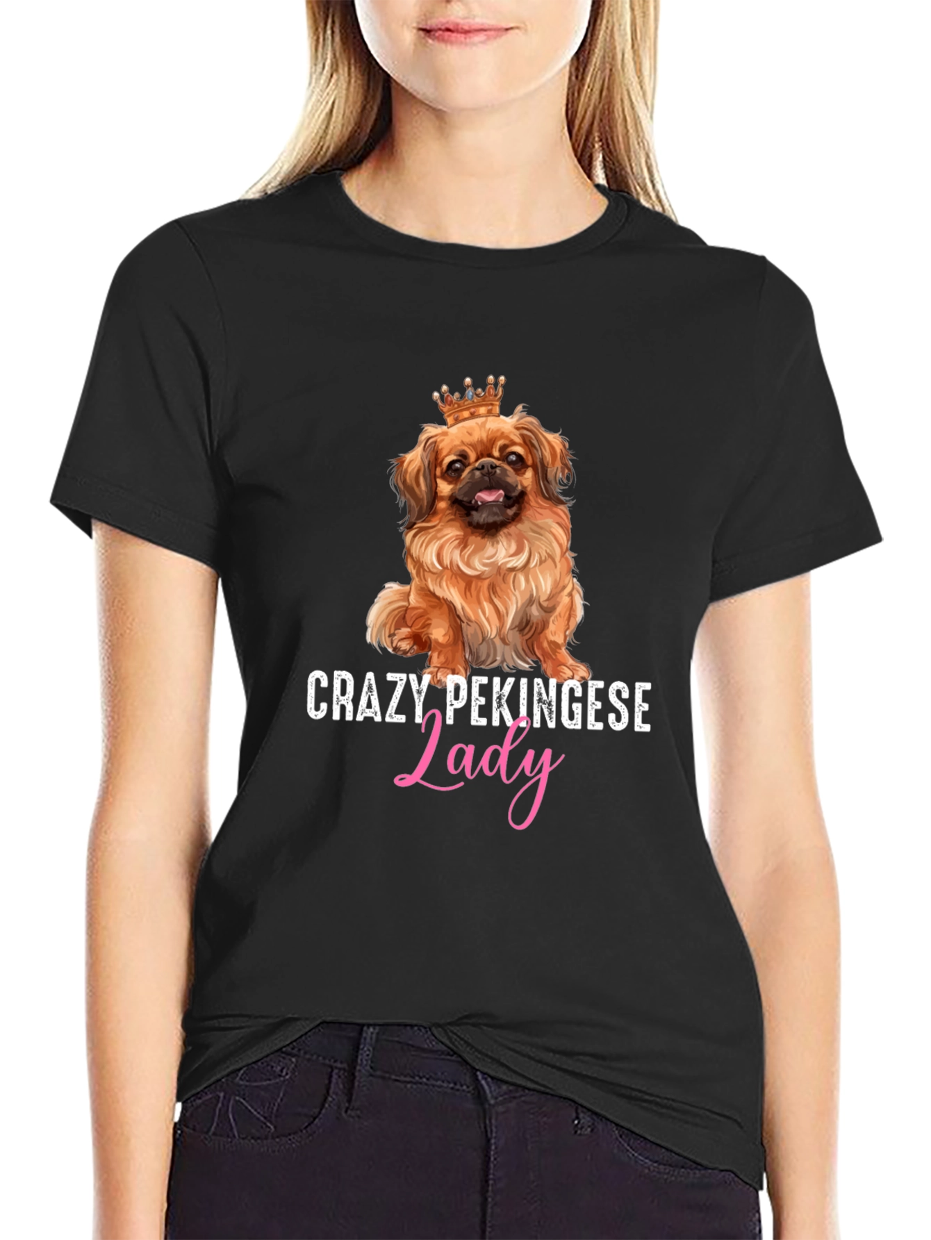 Crazy Pekingese Lady T-Shirt - Cute Dog Lover Tee