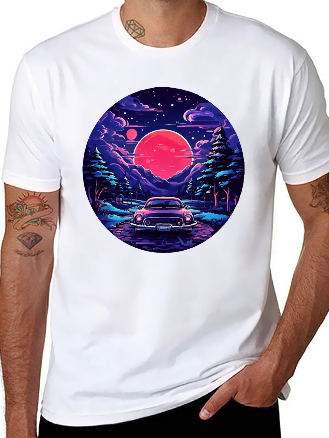 Retro Car & Sunset T-Shirt