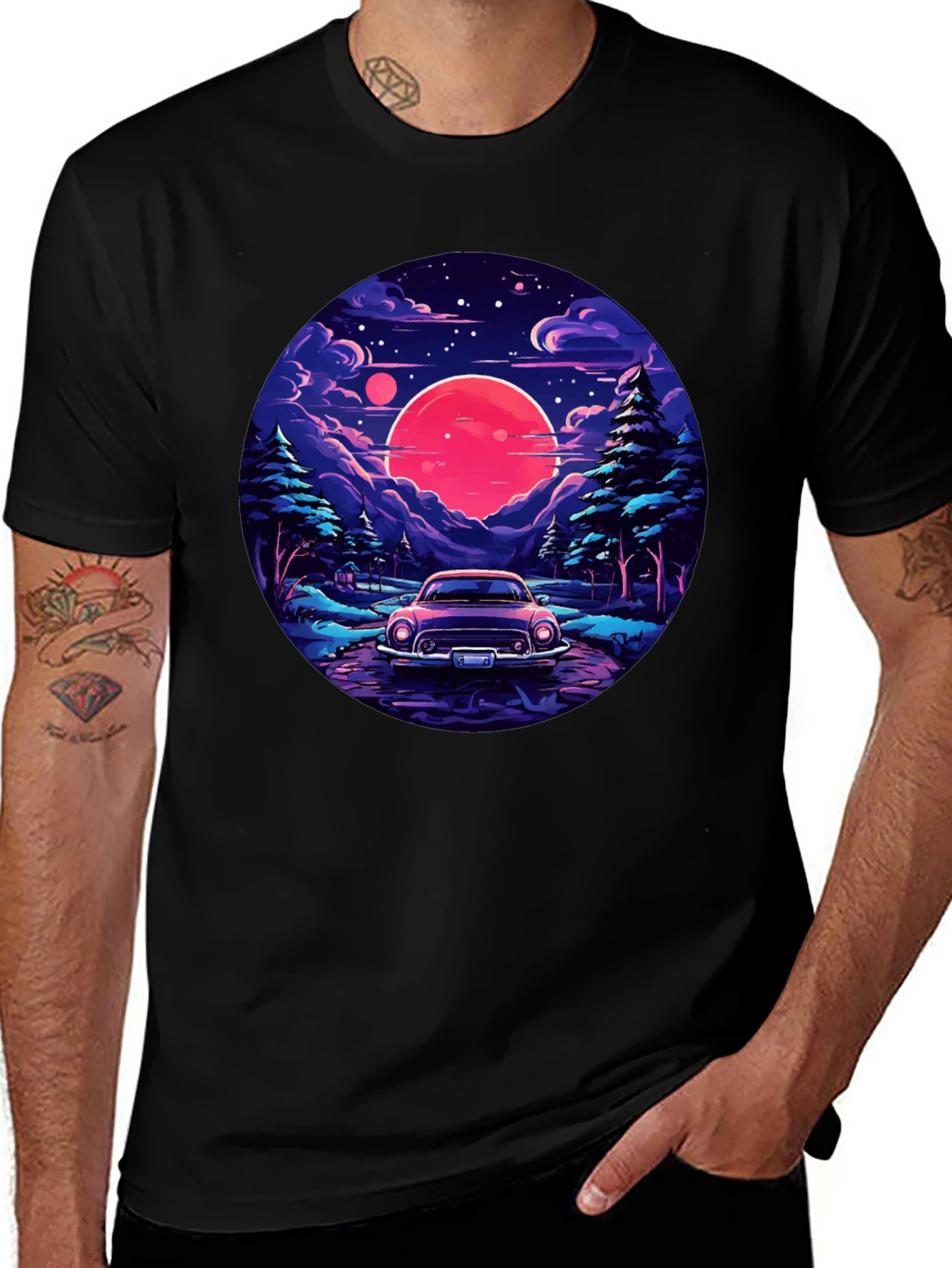 Retro Car & Sunset T-Shirt