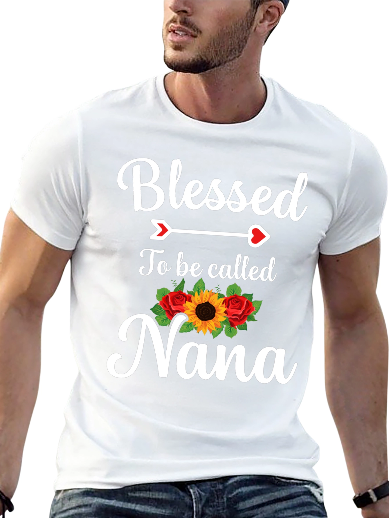 Blessed Nana T-Shirt with Floral Accent
