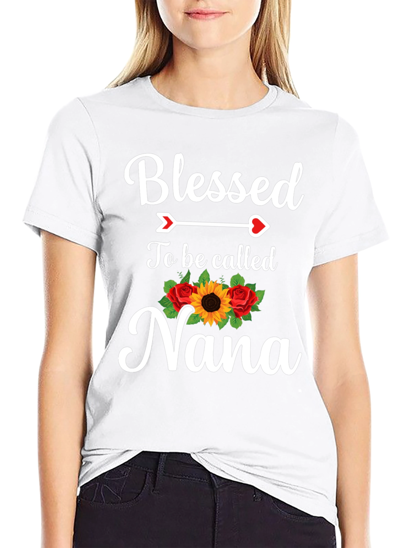 Blessed Nana T-Shirt with Floral Accent