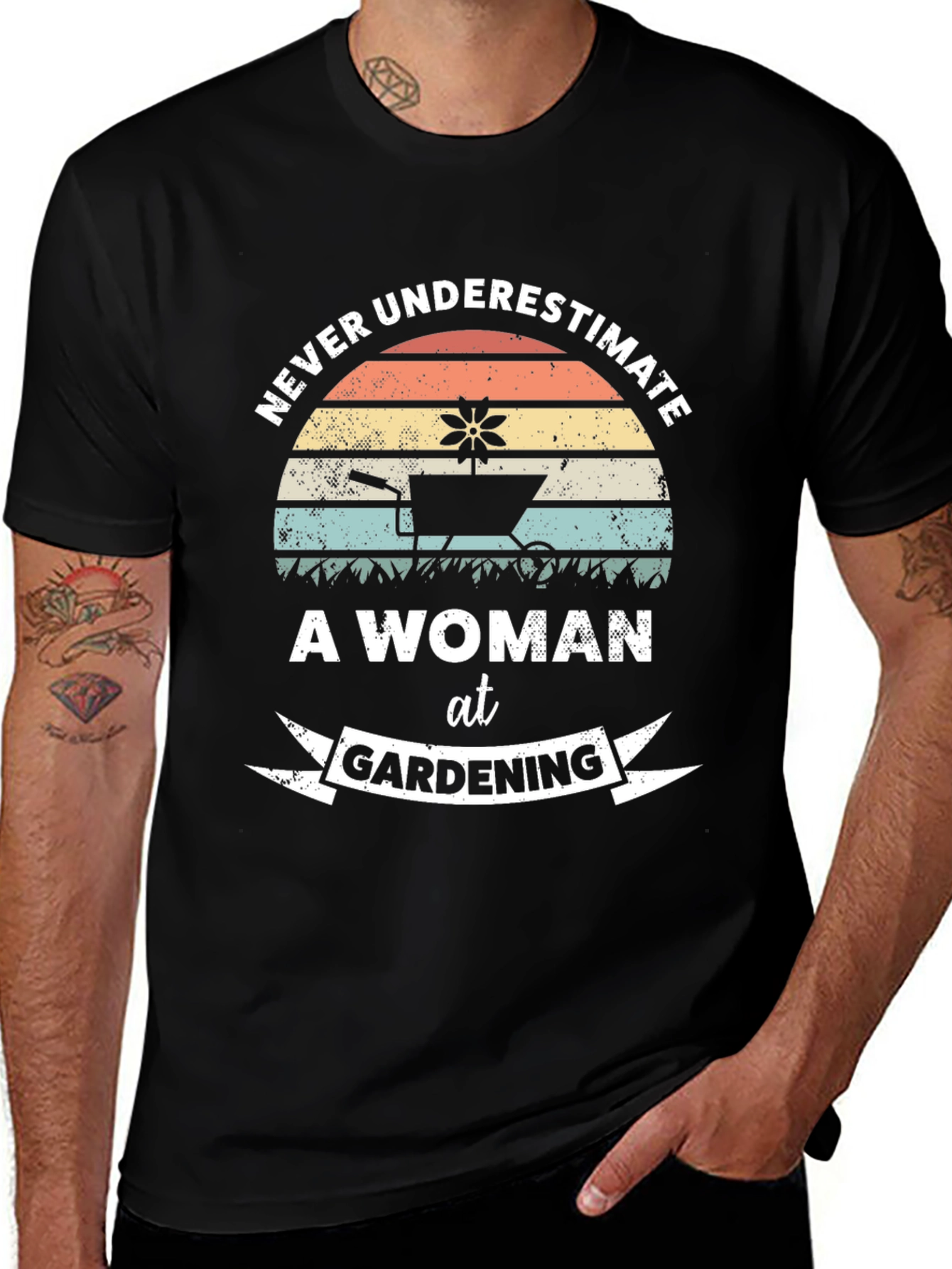 Gardening Woman Graphic Tee - Black Cotton T-Shirt