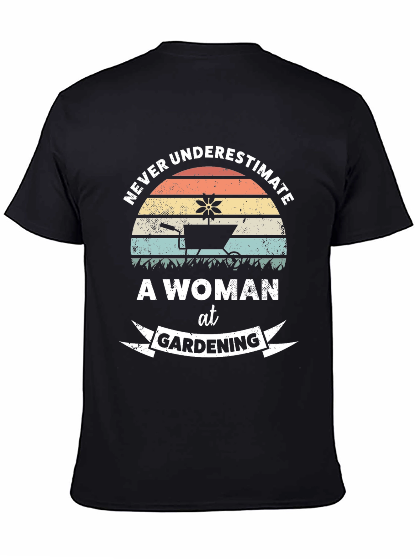 Gardening Woman Graphic Tee - Black Cotton T-Shirt