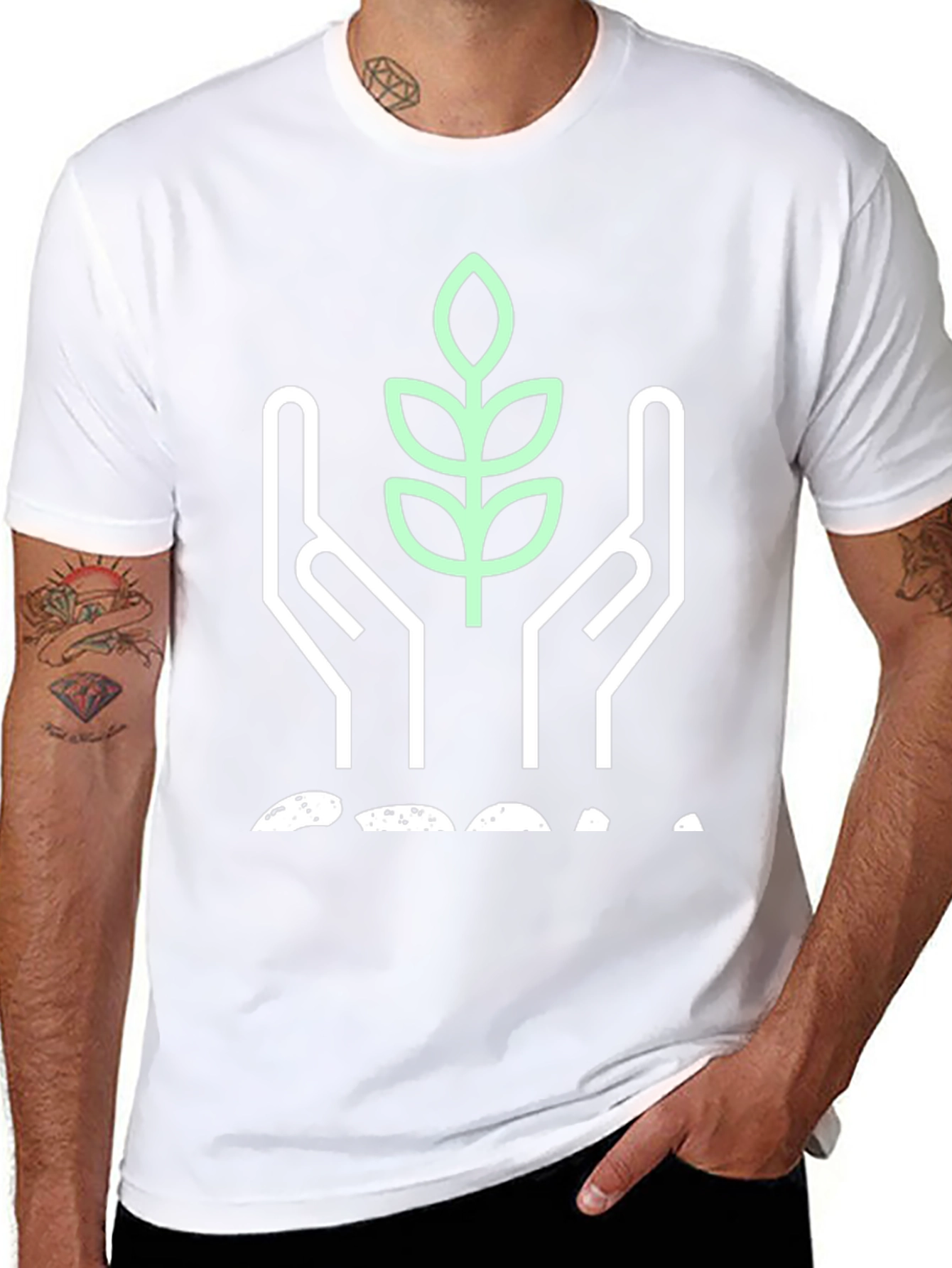 Eco-Friendly Black T-Shirt with Plant Graphic