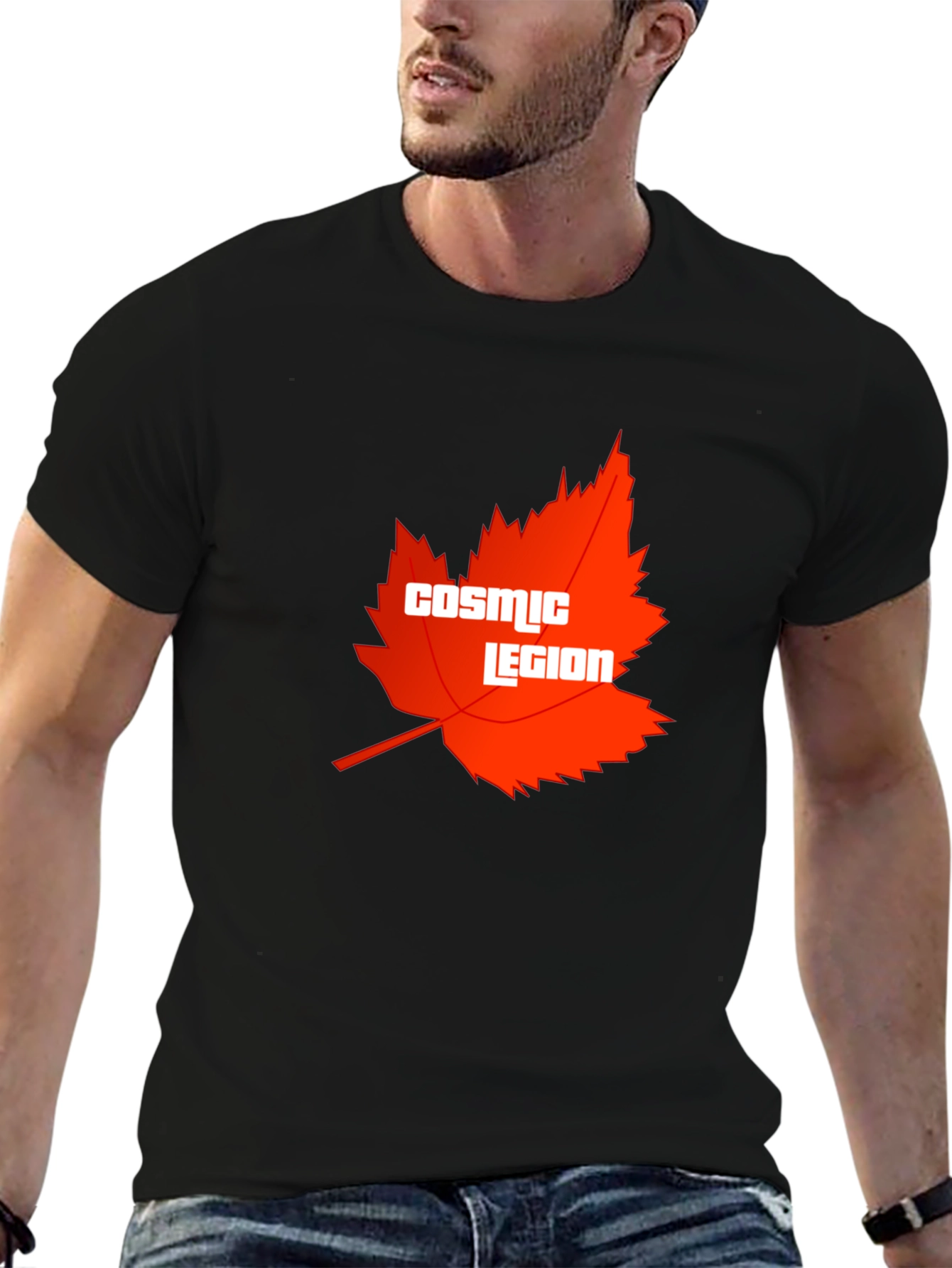 Cosmic Legion Maple Leaf Graphic Tee - Black