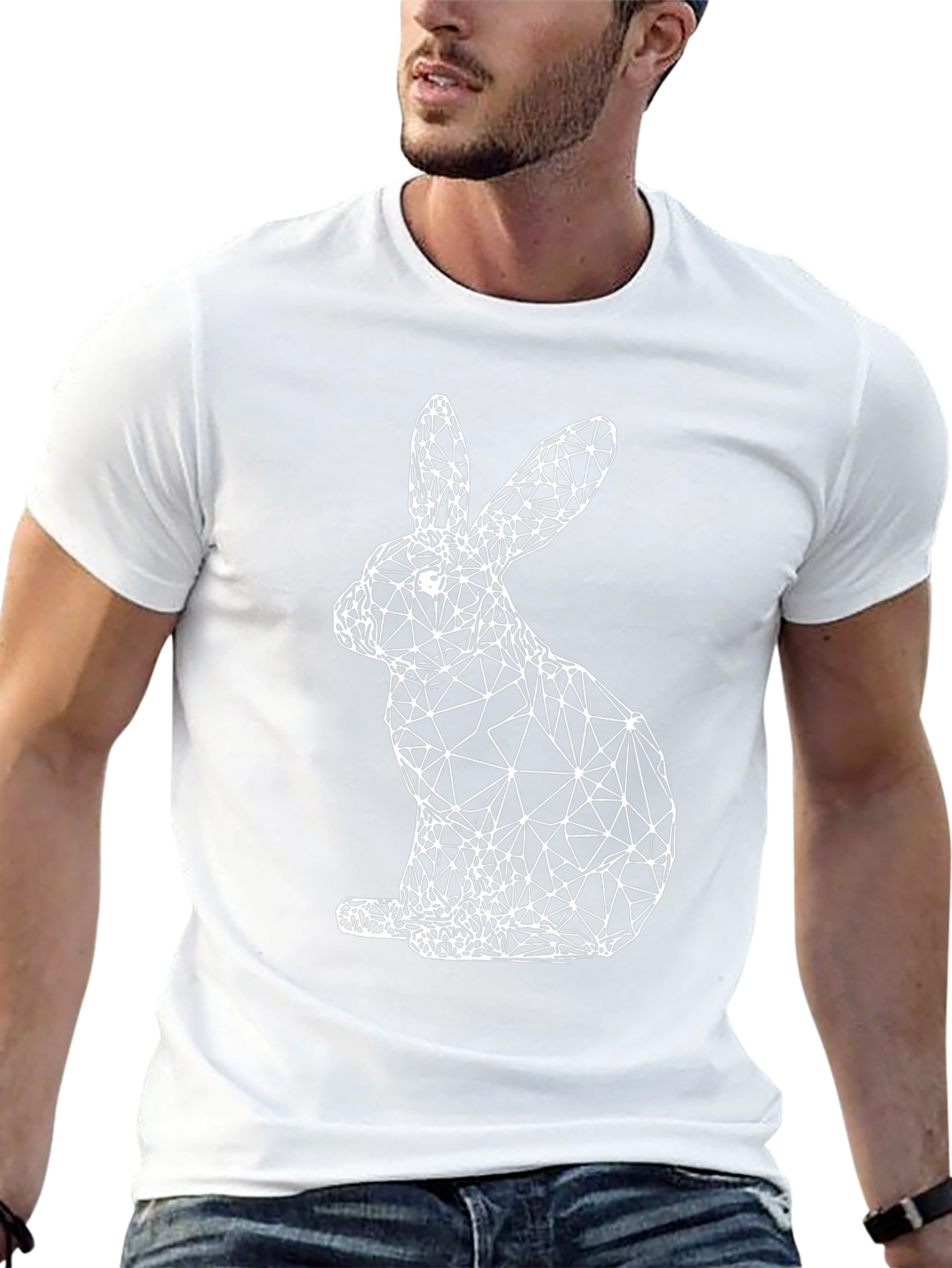 Geometric Rabbit Graphic Tee - Modern Easter Style