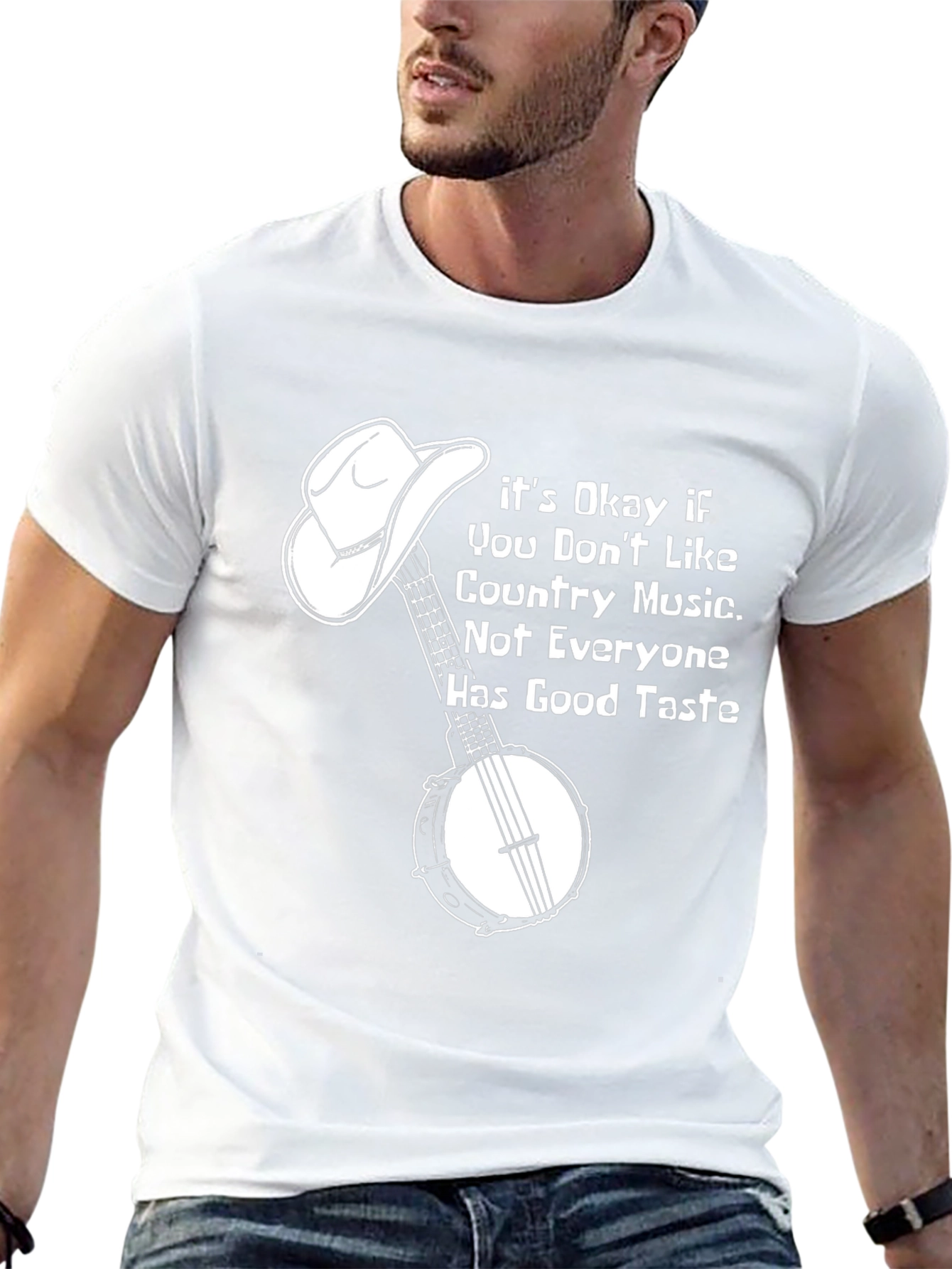 Funny Country Music T-Shirt with Banjo & Cowboy Hat