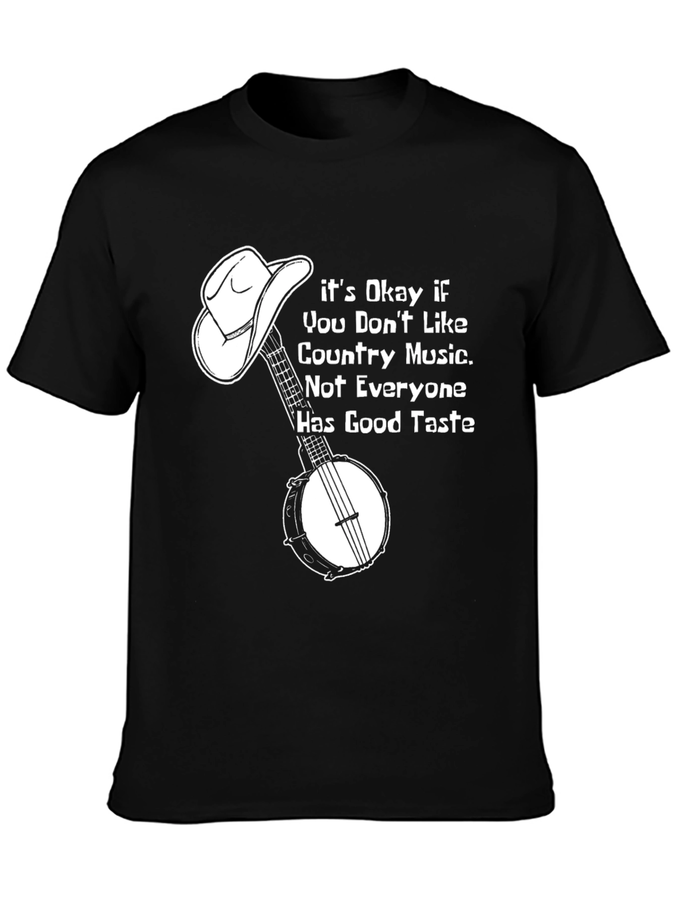 Funny Country Music T-Shirt with Banjo & Cowboy Hat