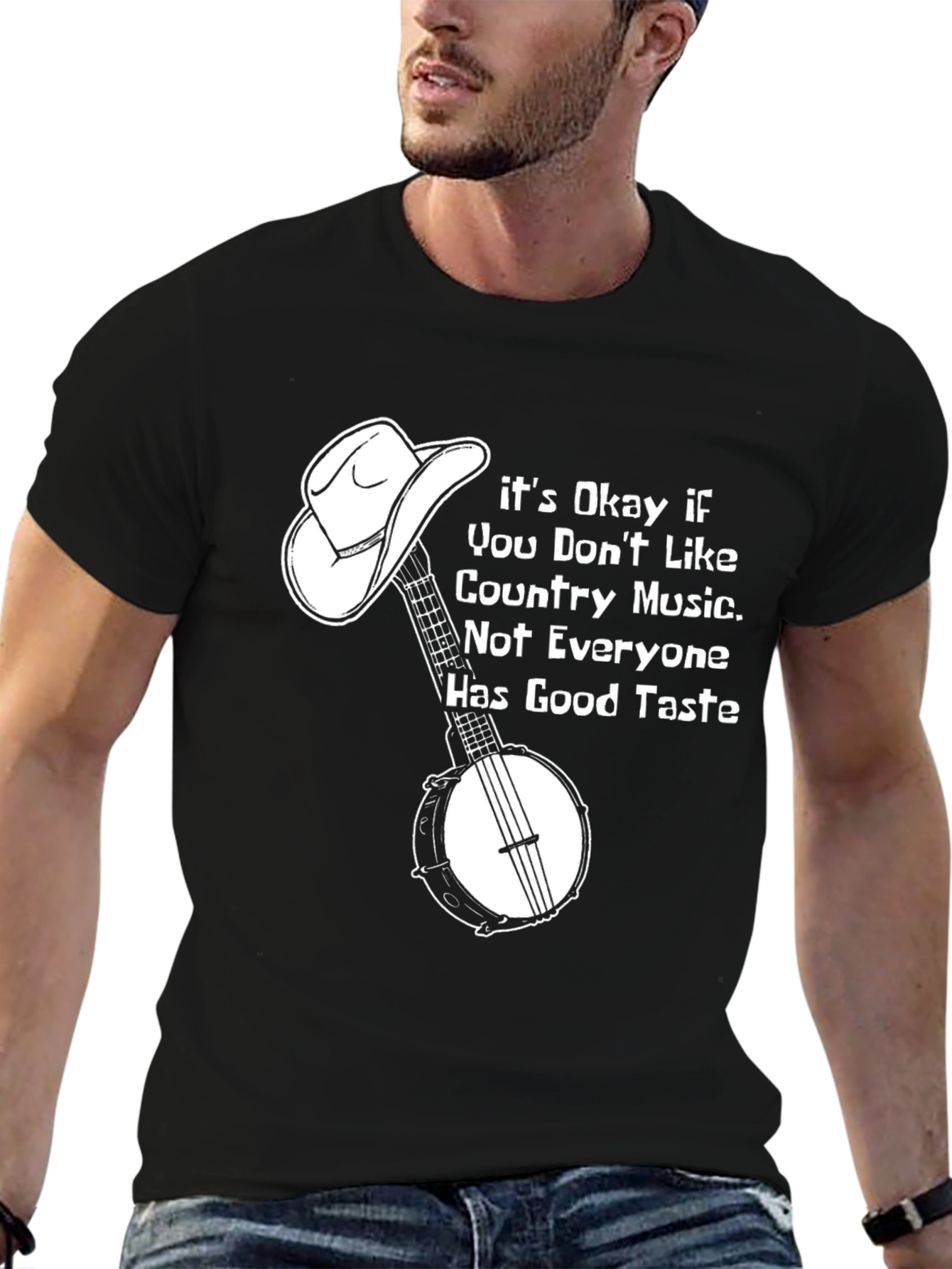Funny Country Music T-Shirt with Banjo & Cowboy Hat