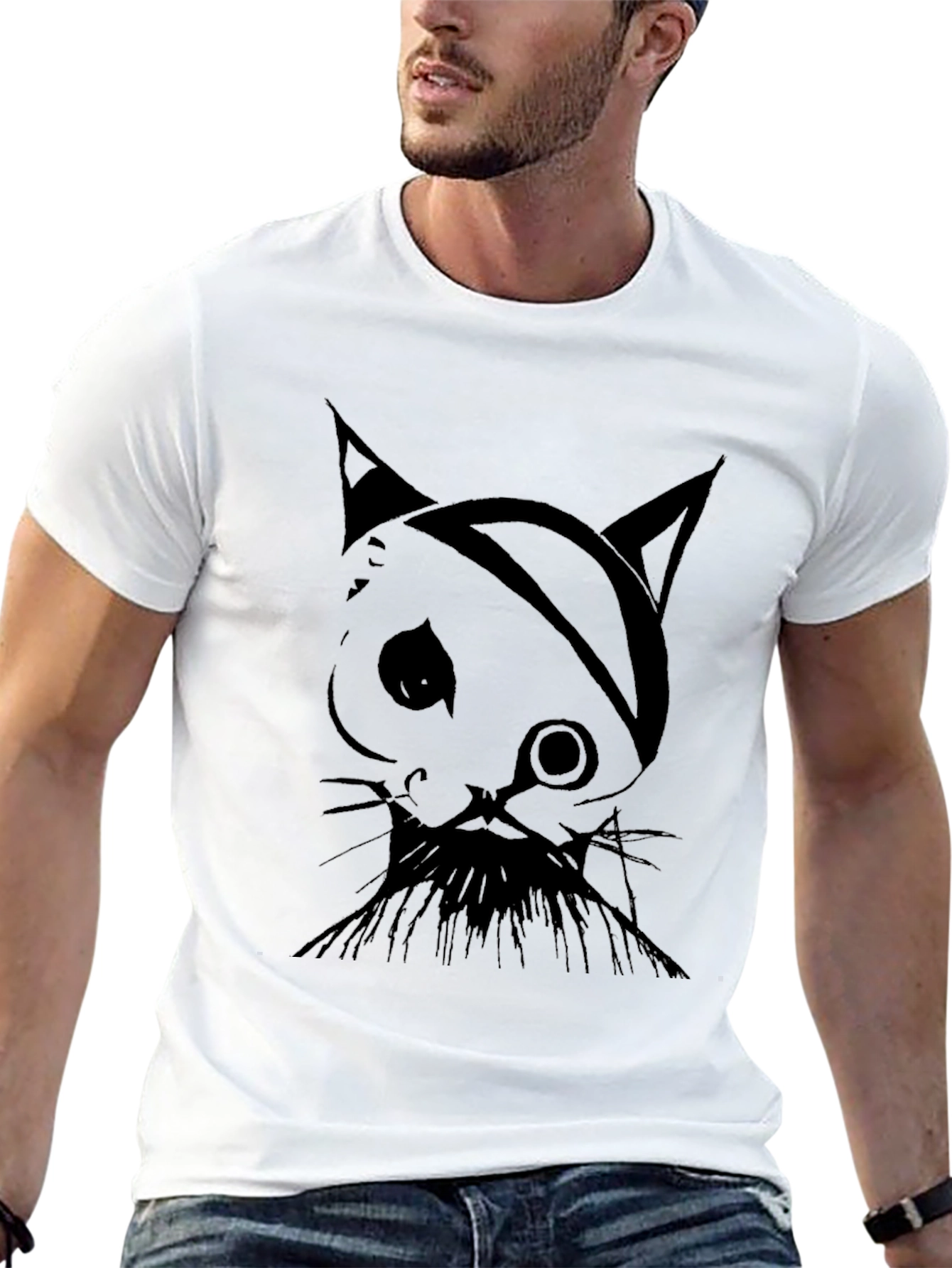 Pirate Cat Graphic Tee - Mens Black T-Shirt