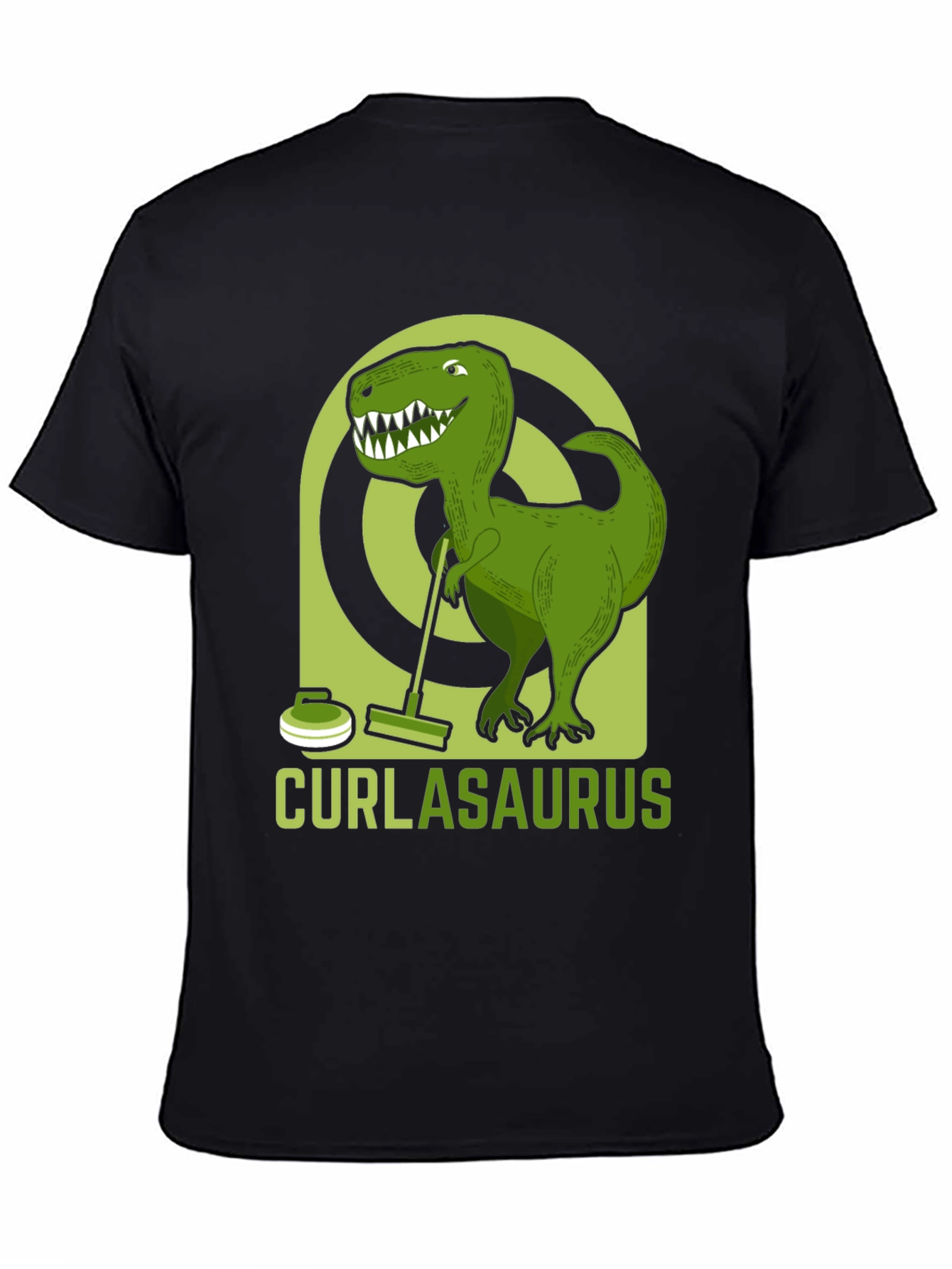 Curlasaurus T-Shirt - Dinosaur Curling Tee