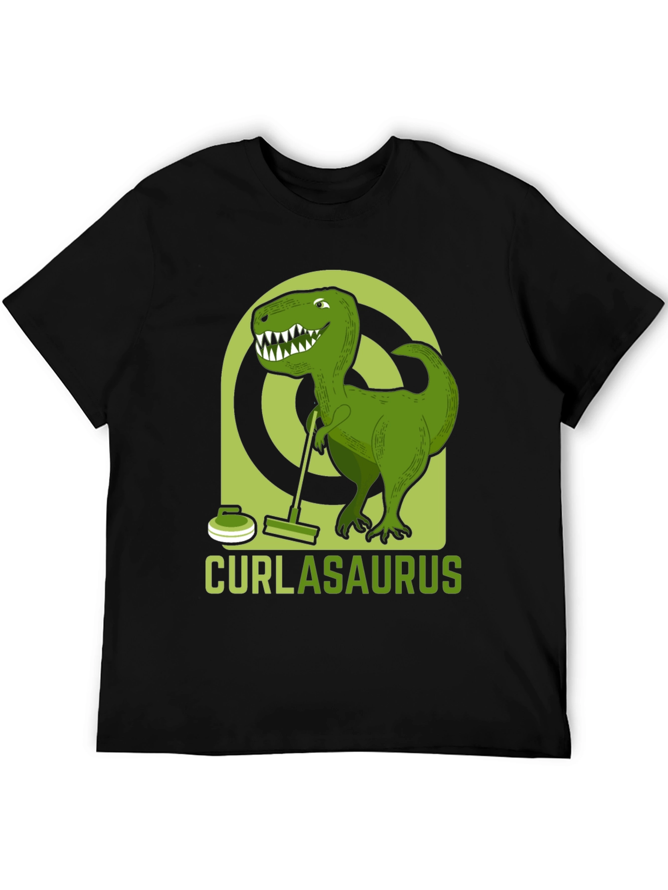 Curlasaurus T-Shirt - Dinosaur Curling Tee