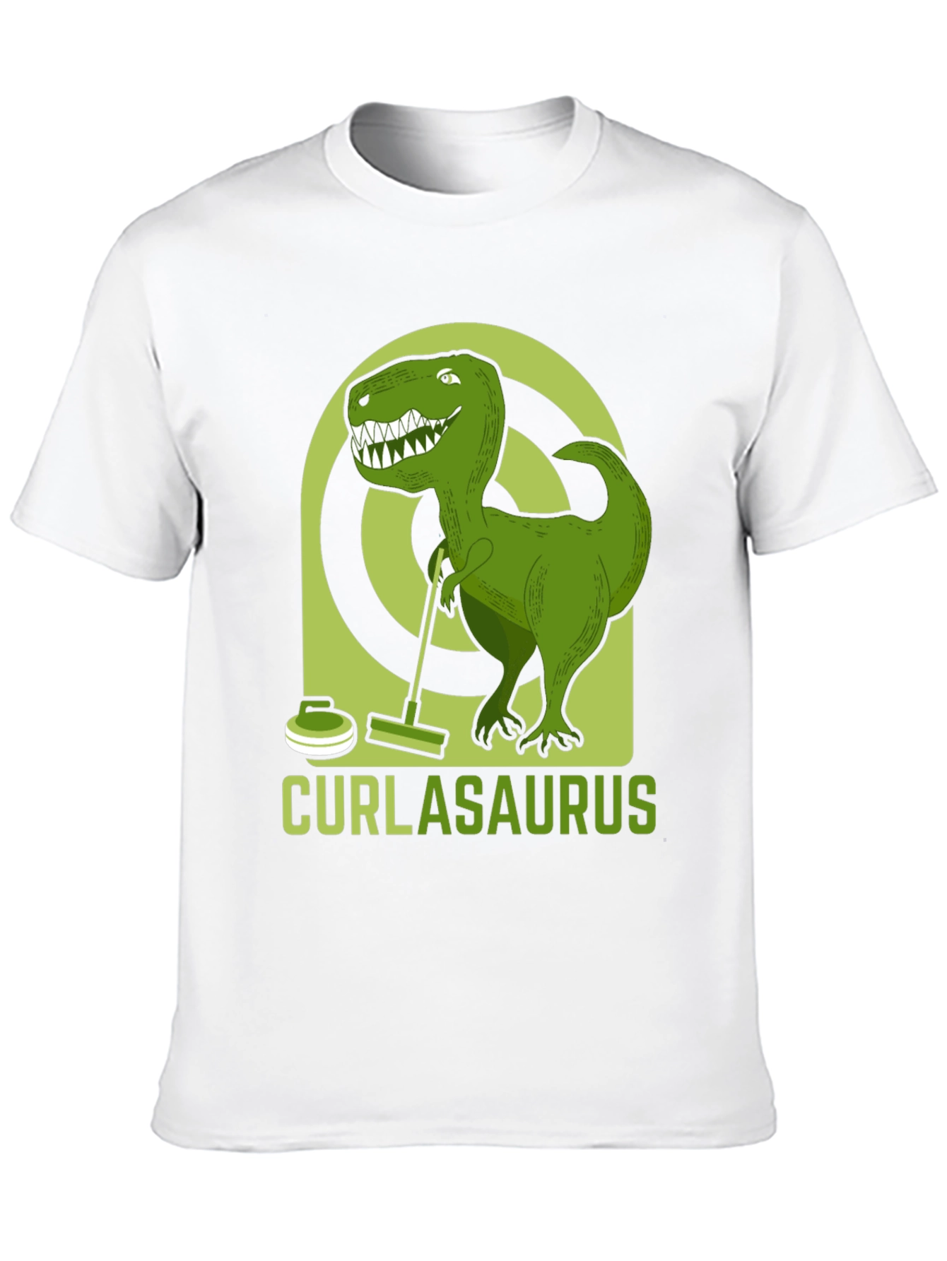 Curlasaurus T-Shirt - Dinosaur Curling Tee