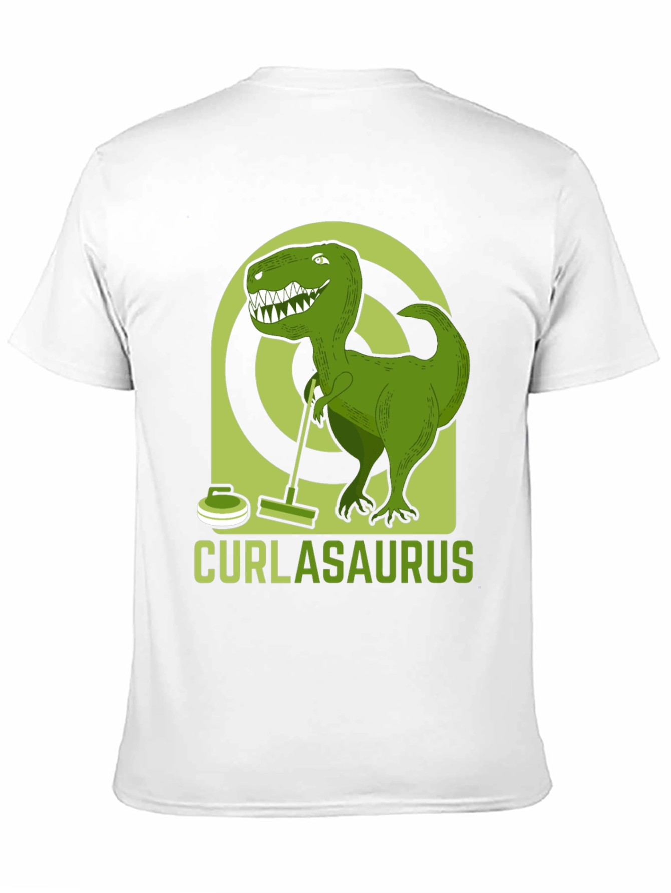 Curlasaurus T-Shirt - Dinosaur Curling Tee
