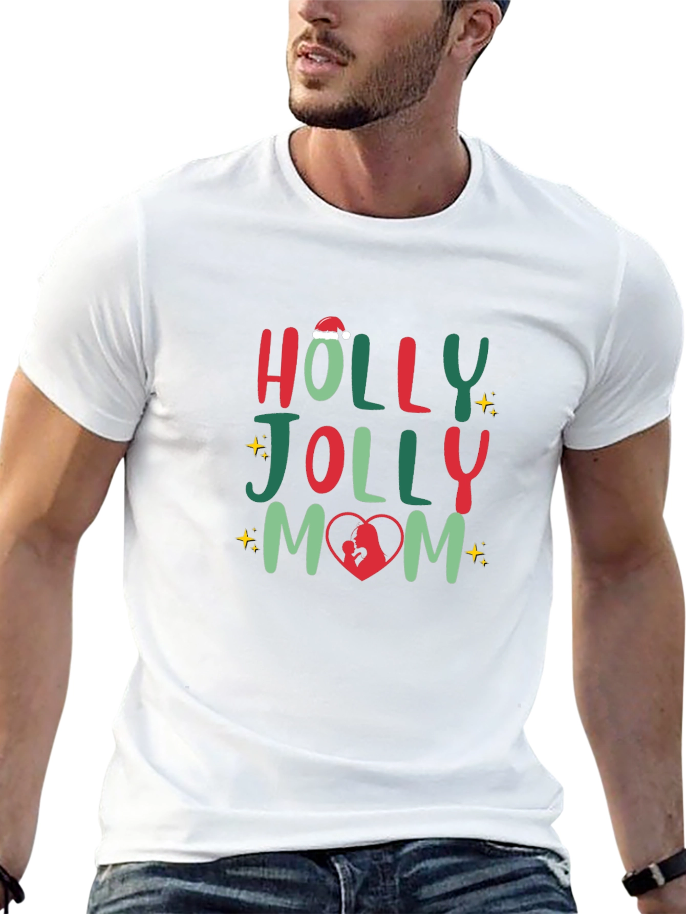 Holly Jolly Mom Christmas T-Shirt