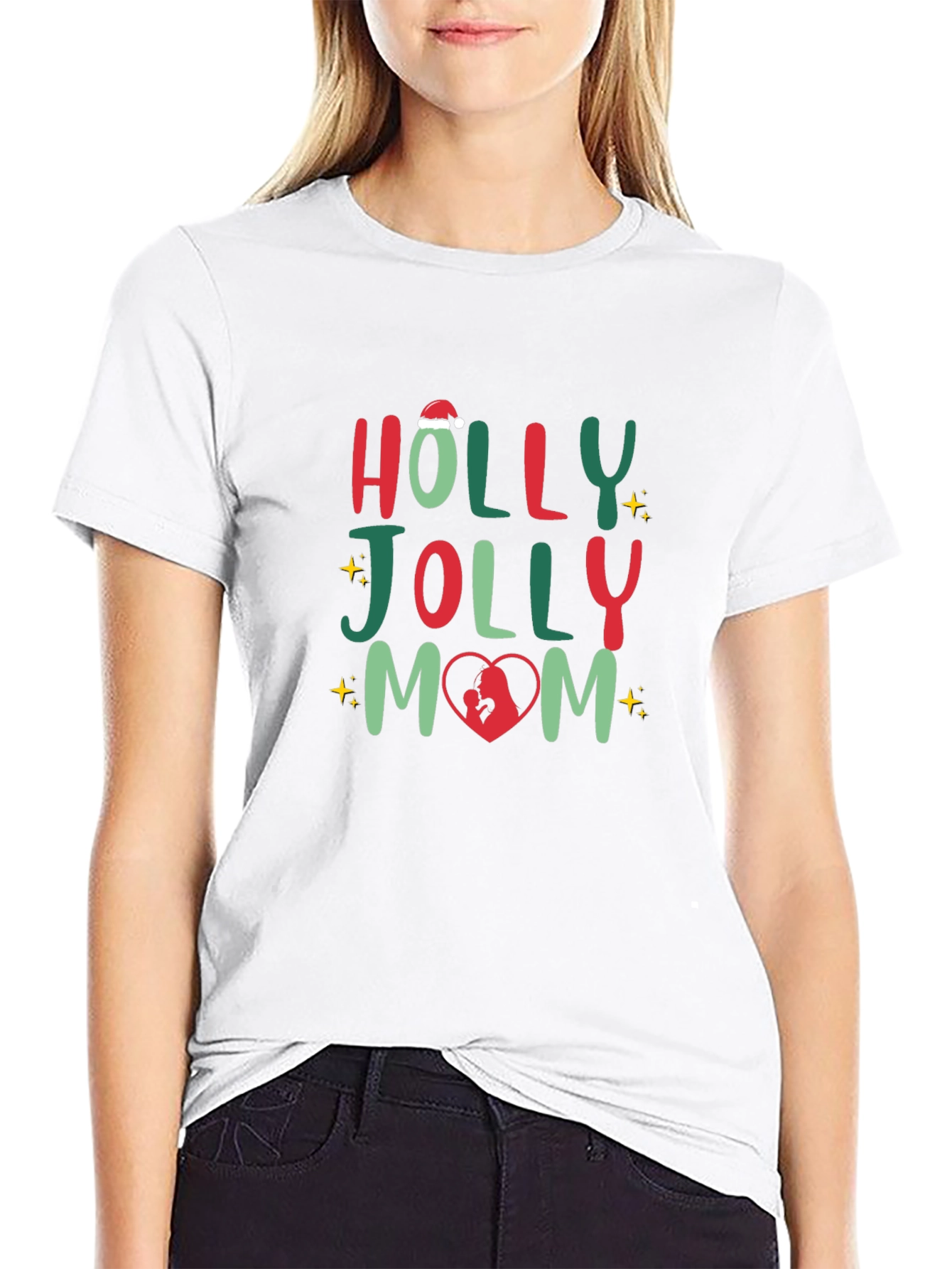 Holly Jolly Mom Christmas T-Shirt