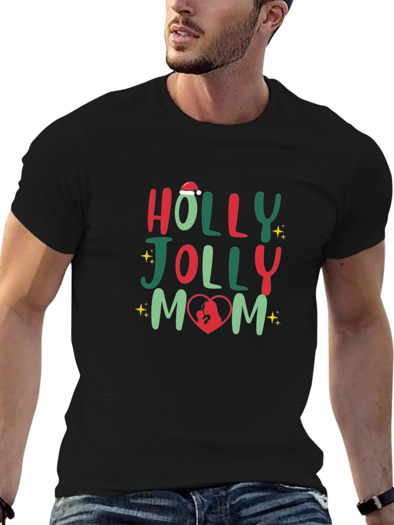 Holly Jolly Mom Christmas T-Shirt