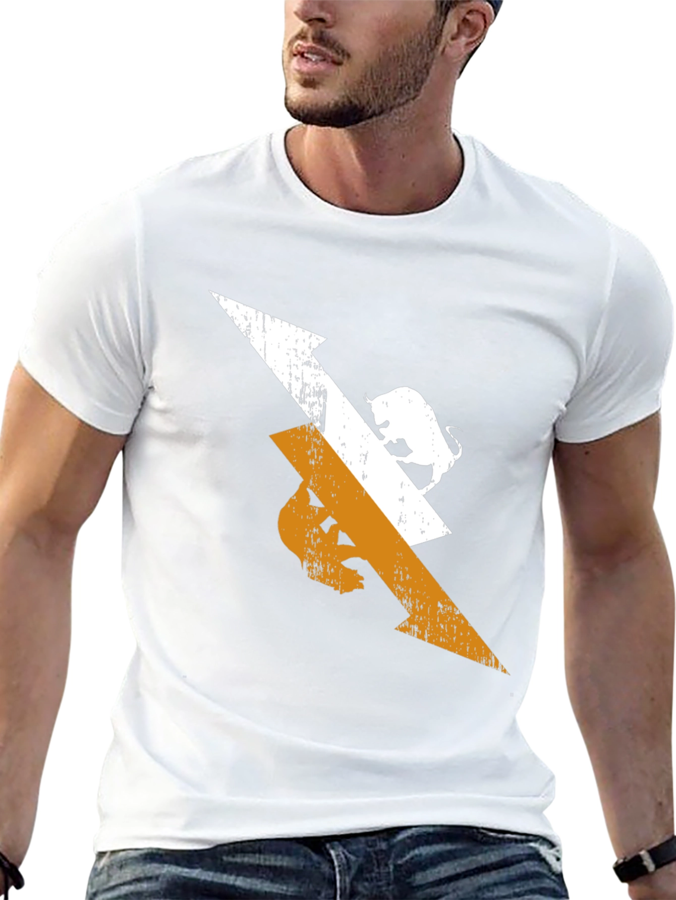 Black Tee with Arrow and Bull Graphic