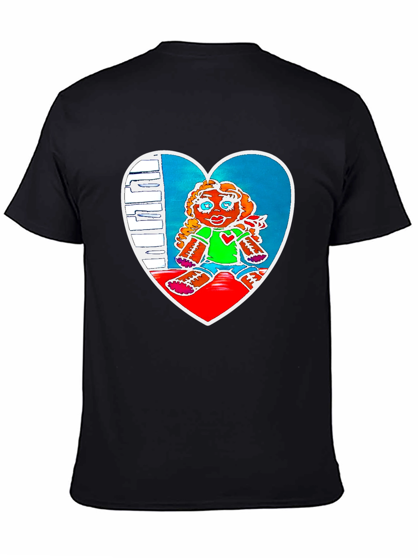 Heart Doll Graphic Tee - Black