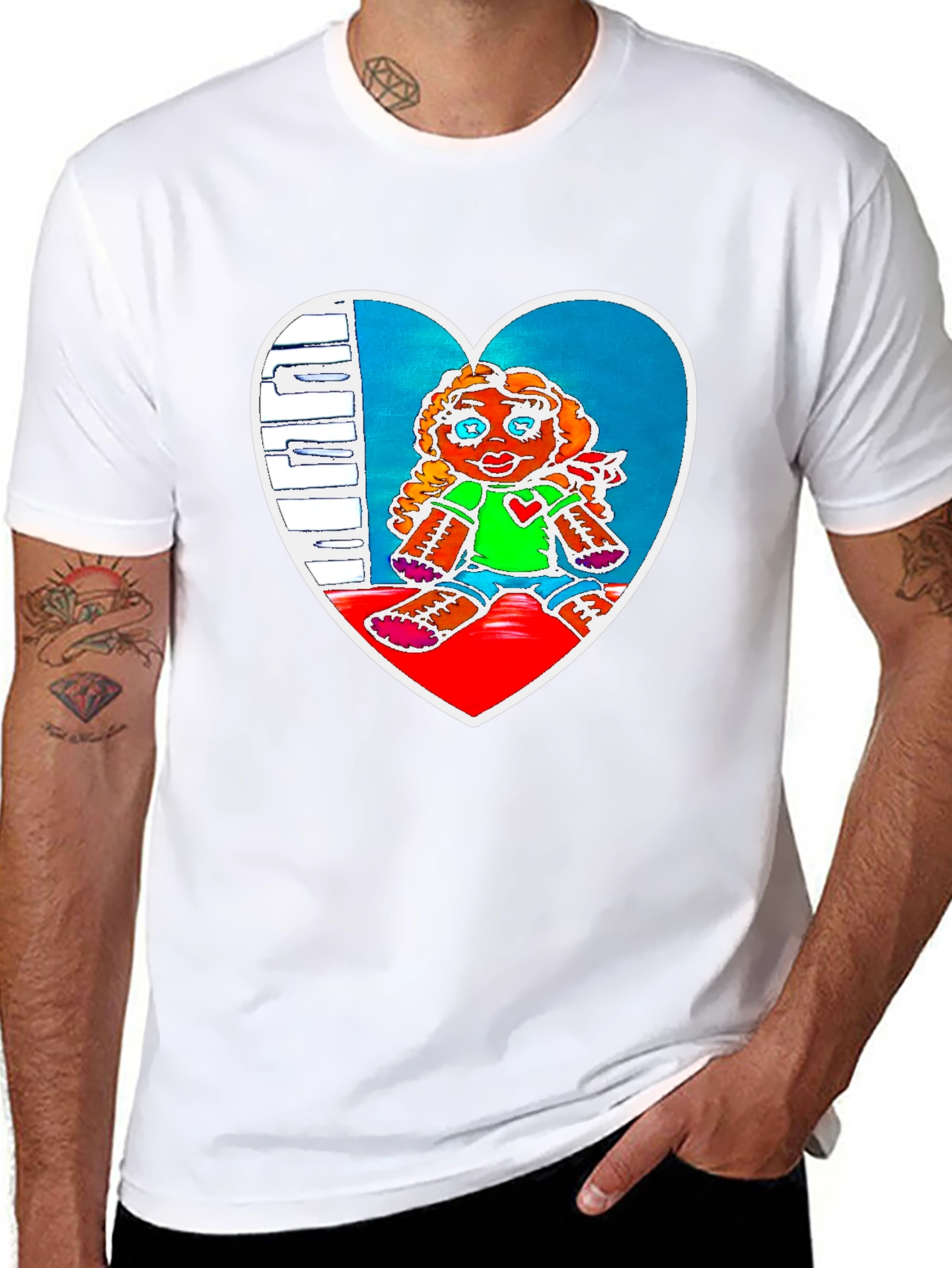 Heart Doll Graphic Tee - Black
